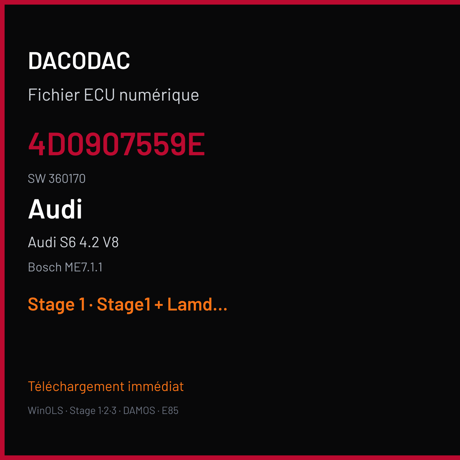 Audi S6 4.2 V8 (2002) — Bosch ME7.1.1 — 4D0907559E · 360170 — Stage 1