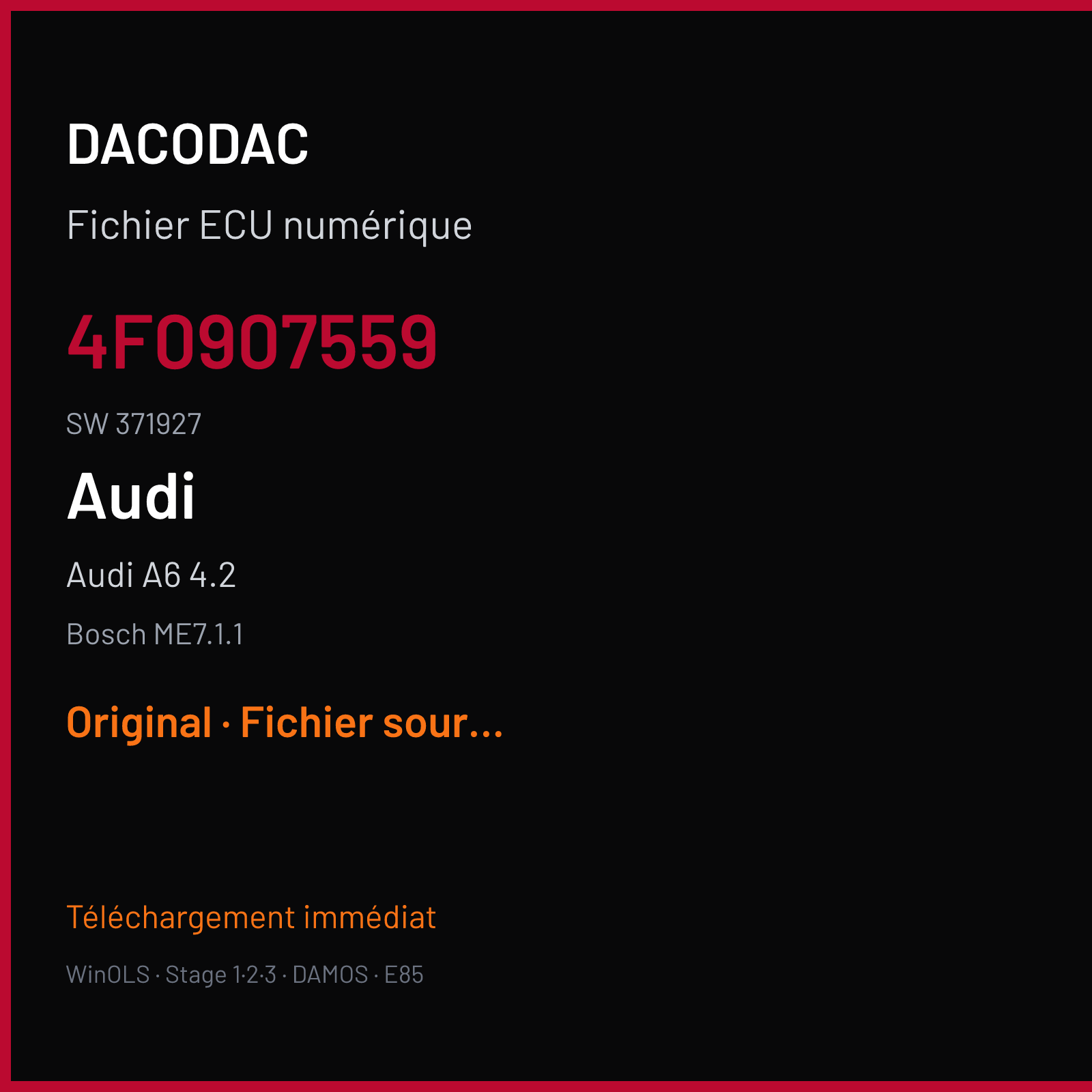 Audi A6 4.2 (2005) — Bosch ME7.1.1 — 4F0907559 · 371927 — Original