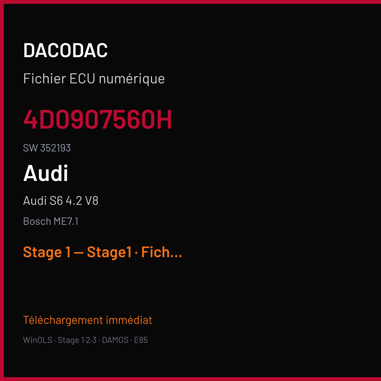 Audi S6 4.2 V8 (2003) — Bosch ME7.1 — 4D0907560H · 352193 — Stage 1 — Stage1