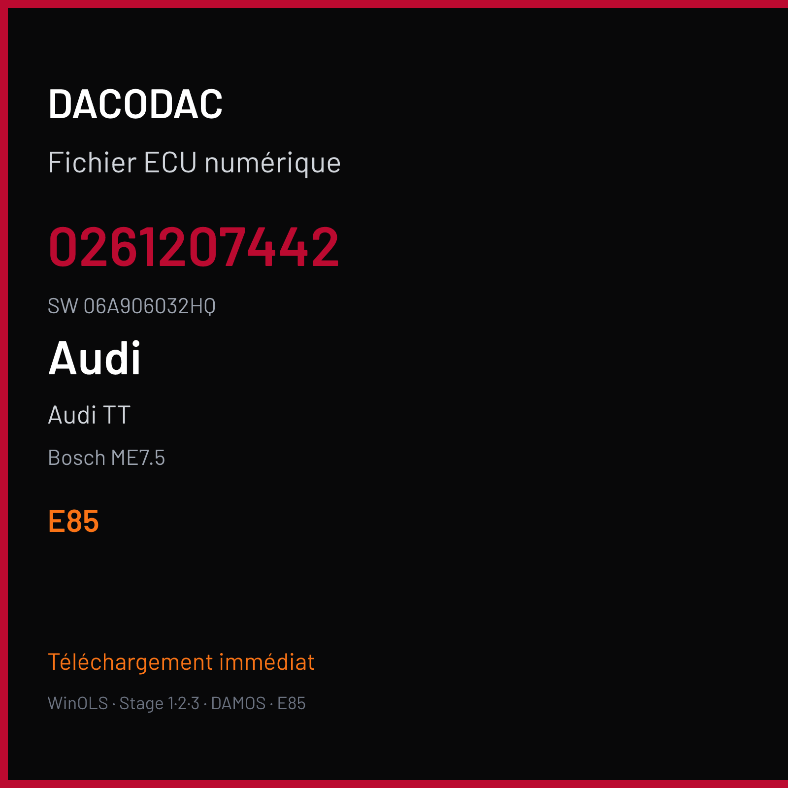Audi TT — Bosch ME7.5 — 0261207442 · 06A906032HQ · 360648 — E85