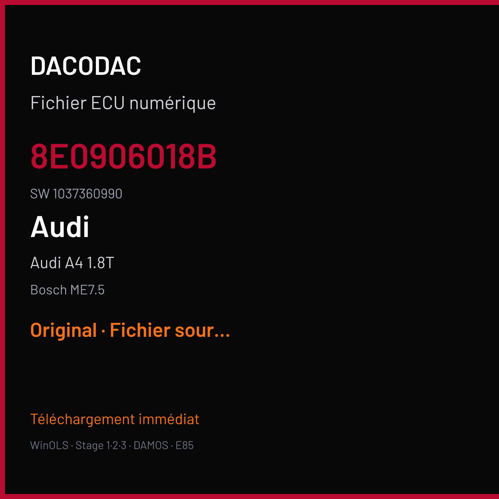 Audi A4 1.8T (2001) — Bosch ME7.5 — 8E0906018B · 1037360990 — Original