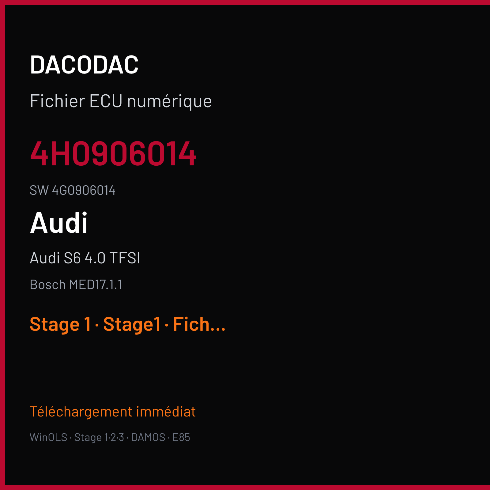 Audi S6 4.0 TFSI (2015) — Bosch MED17.1.1 — 4H0906014 · 4G0906014 — Stage 1