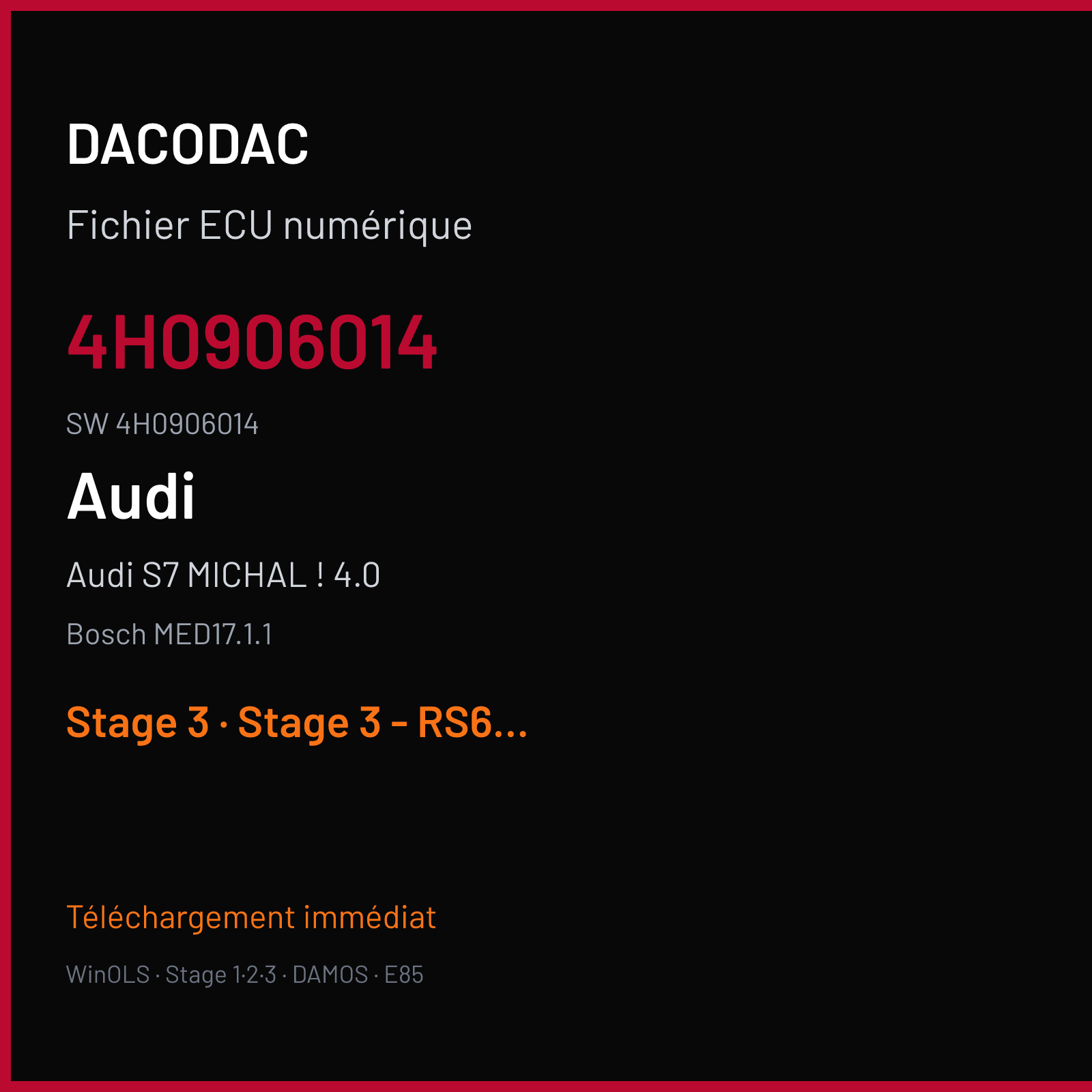 Audi S7 MICHAL ! 4.0 — Bosch MED17.1.1 — 4H0906014 · 4H0906014 · 005552 — Stage 3