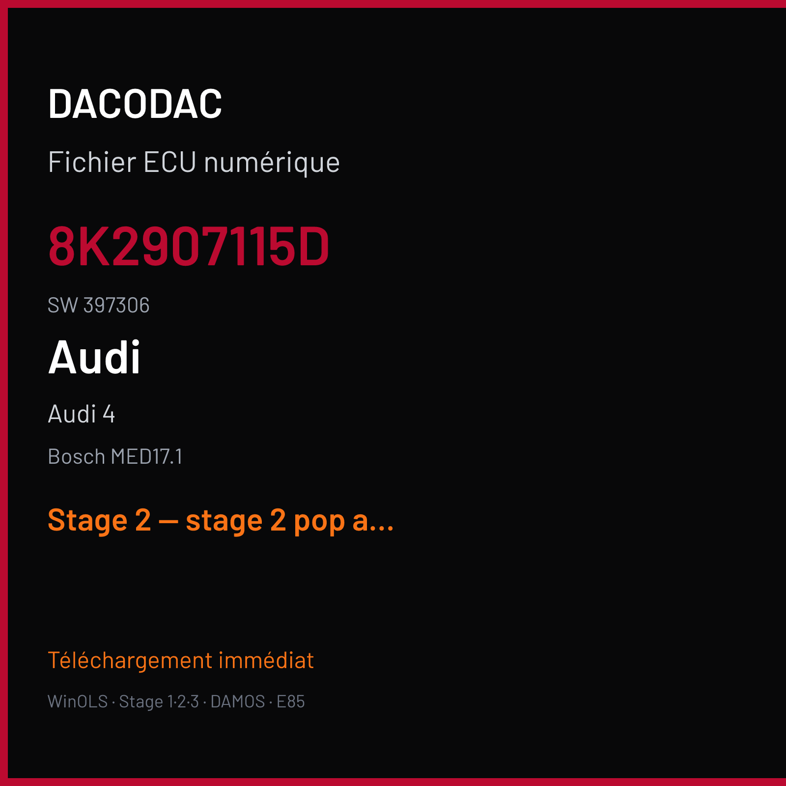 Audi 4 (2000) — Bosch MED17.1 — 8K2907115D · 397306 — Stage 2 — stage 2 pop and bang