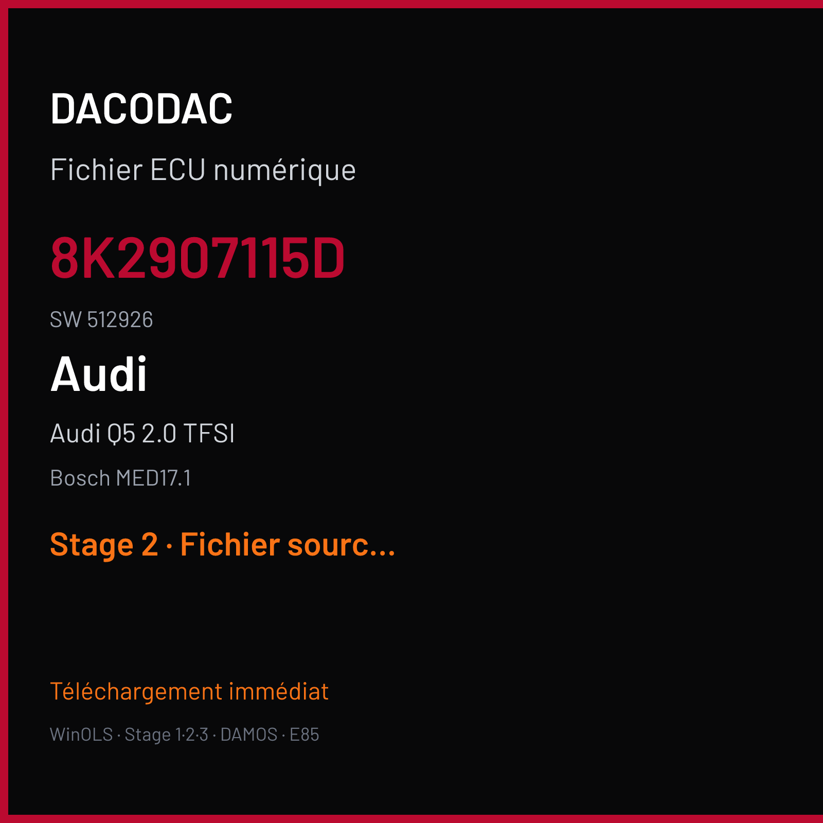 Audi Q5 2.0 TFSI (2012) — Bosch MED17.1 — 8K2907115D · 512926 — Stage 2