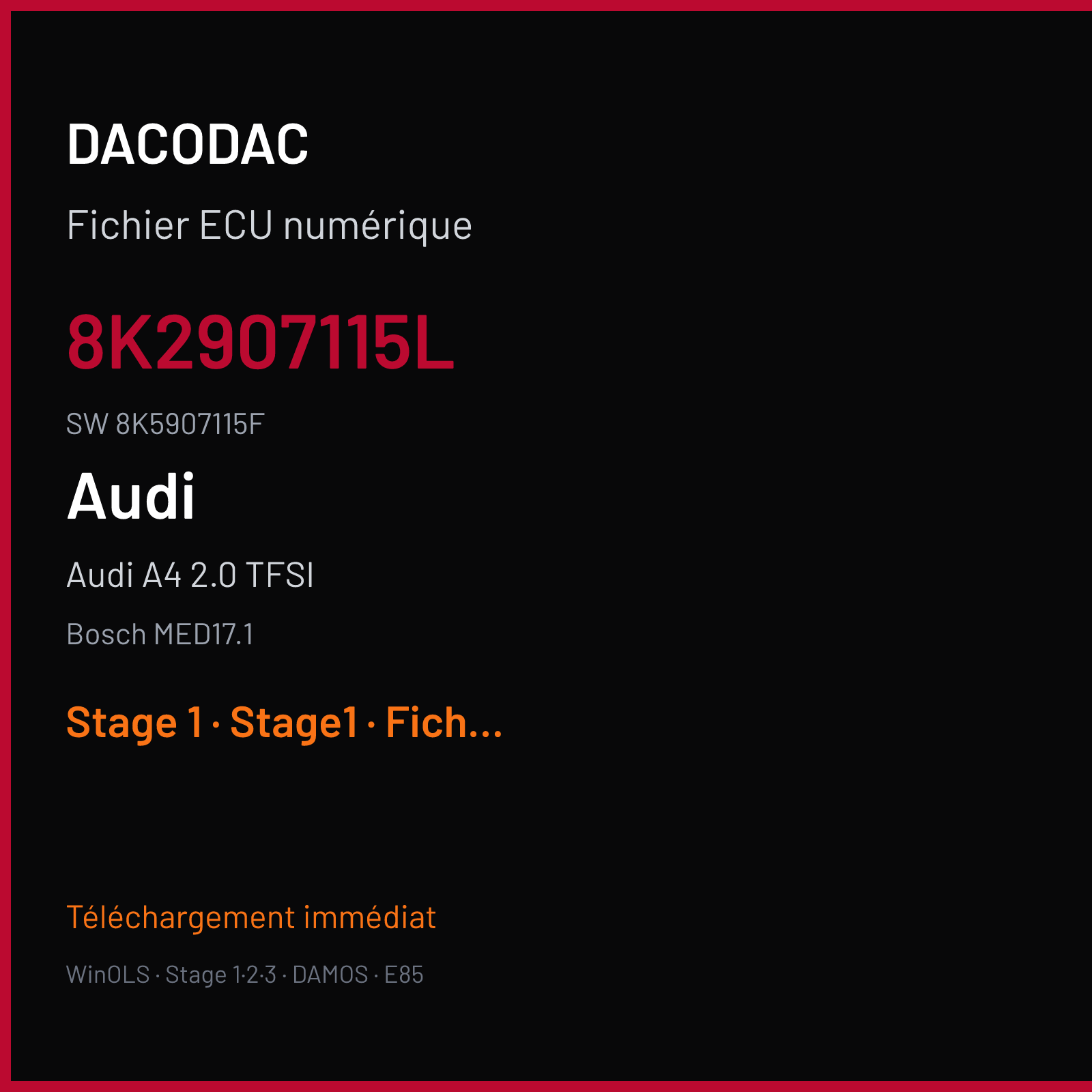 Audi A4 2.0 TFSI (2013) — Bosch MED17.1 — 8K2907115L · 8K5907115F — Stage 1
