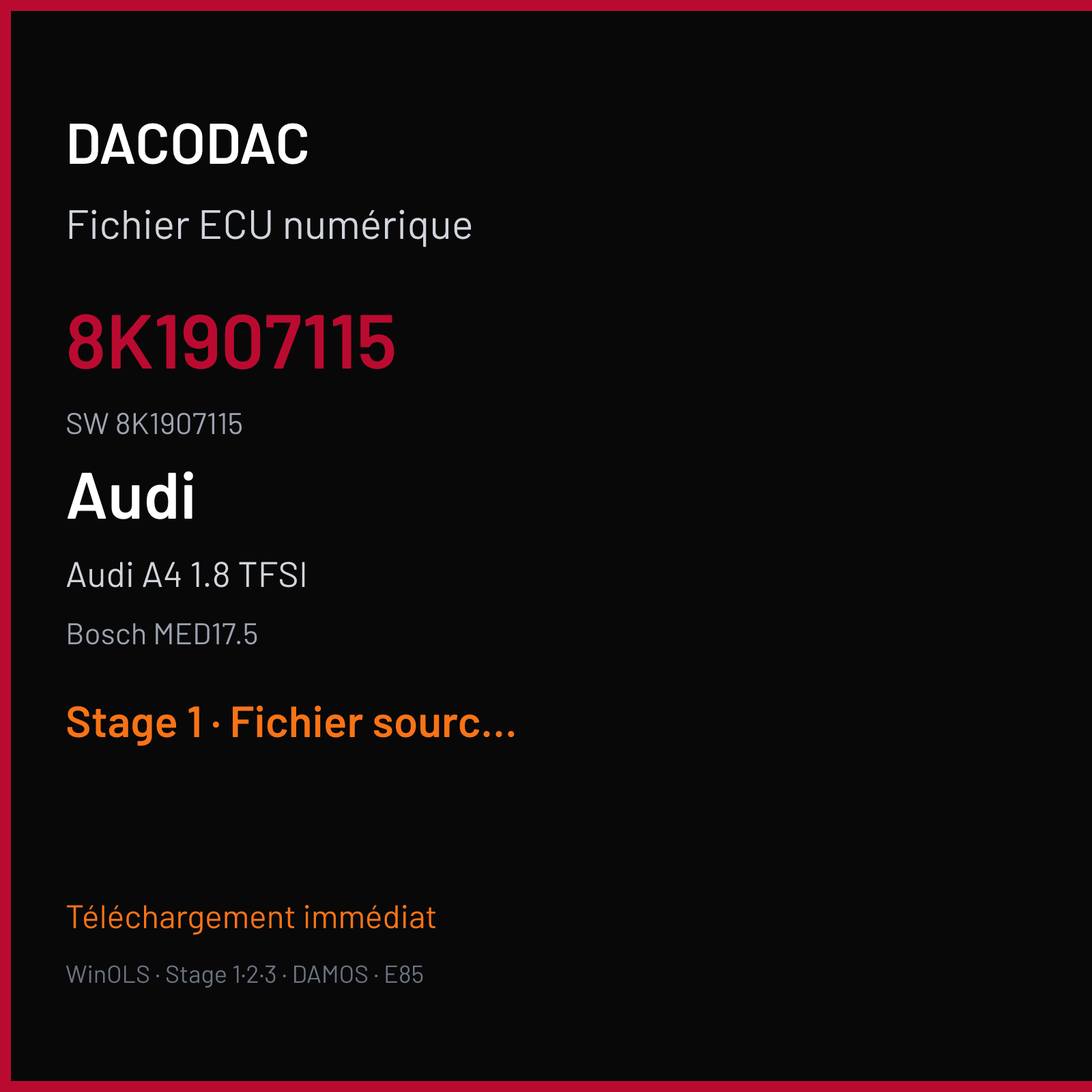 Audi A4 1.8 TFSI 120 ch (2010) — Bosch MED17.5 — 8K1907115 · 8K1907115 · 513784 — Stage 1