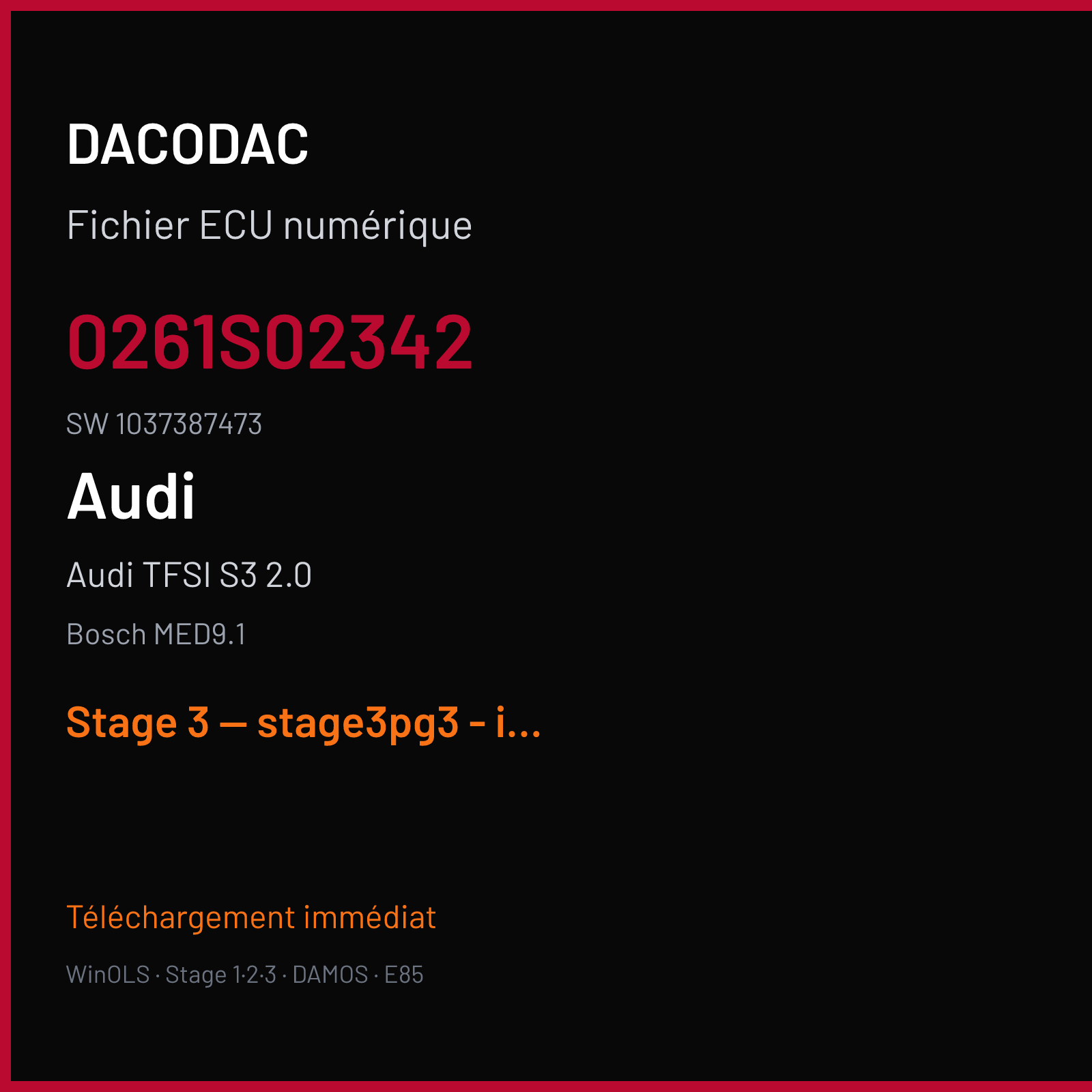 Audi TFSI S3 2.0 (2007) — Bosch MED9.1 — 0261S02342 · 1037387473 — Stage 3 — stage3pg3 - is ok not great