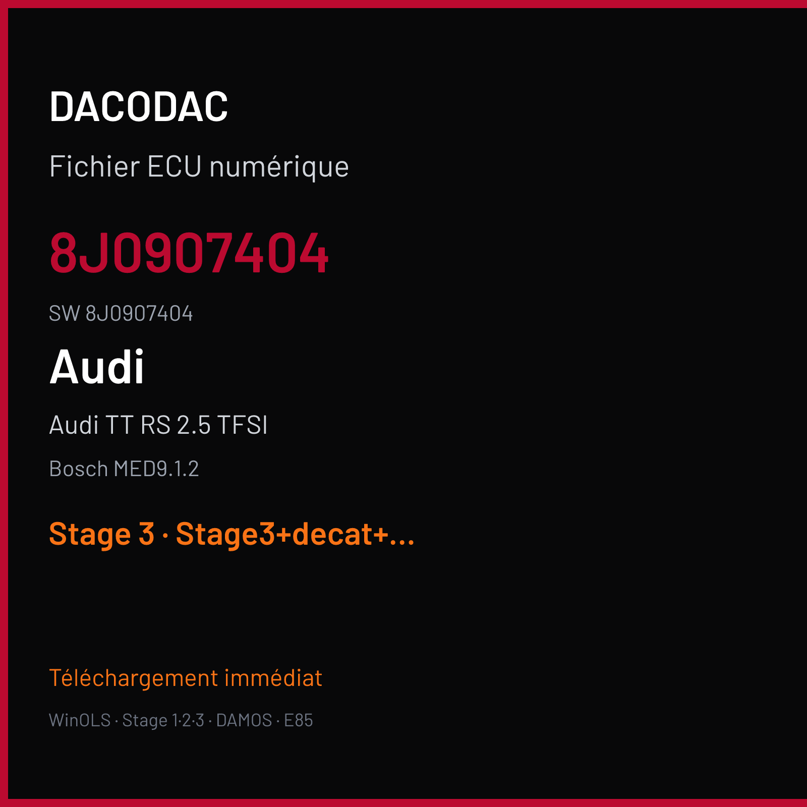 Audi TT RS 2.5 TFSI (2011) — Bosch MED9.1.2 — 8J0907404 · 8J0907404 — Stage 3