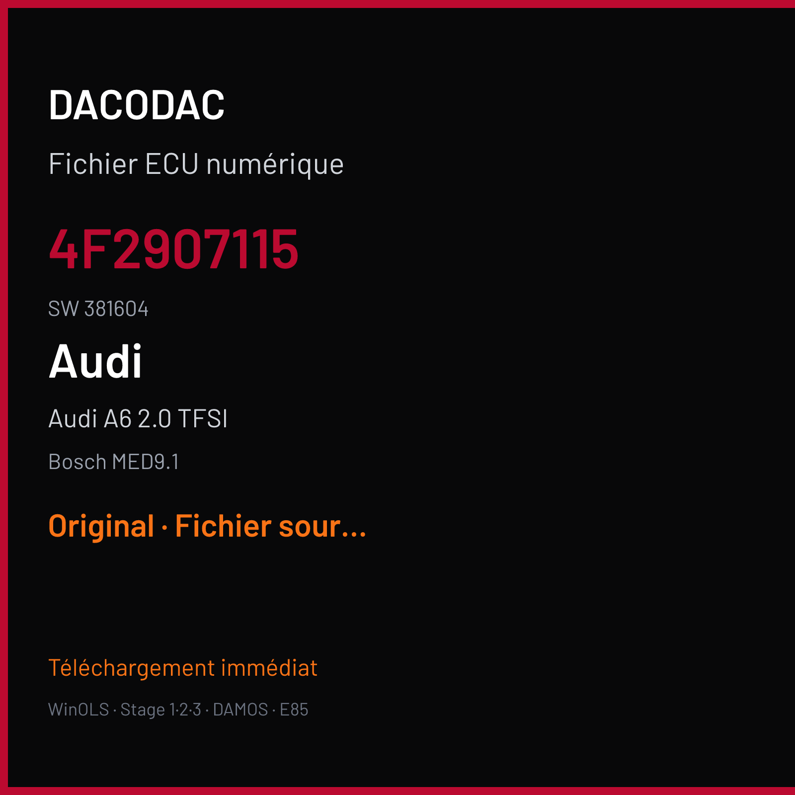 Audi A6 2.0 TFSI (2004) — Bosch MED9.1 — 4F2907115 · 381604 — Original