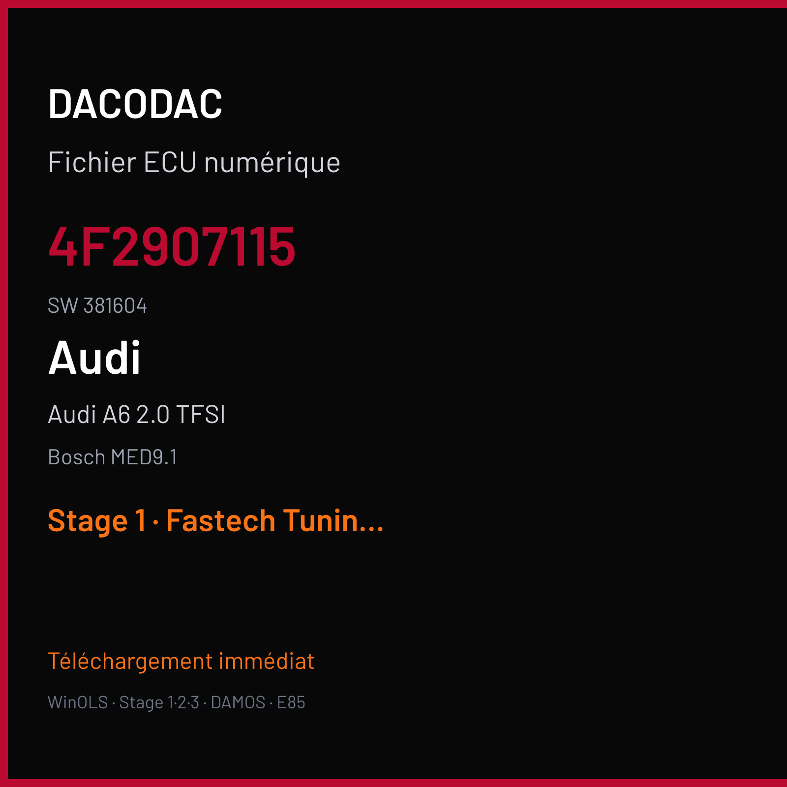 Audi A6 2.0 TFSI (2004) — Bosch MED9.1 — 4F2907115 · 381604 — Stage 1
