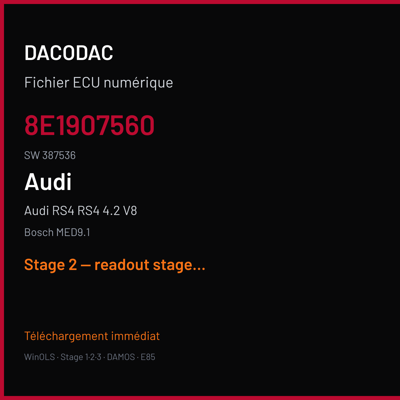 Audi RS4 RS4 4.2 V8 (2007) — Bosch MED9.1 — 8E1907560 · 387536 — Stage 2 — readout stage 2 other tuner
