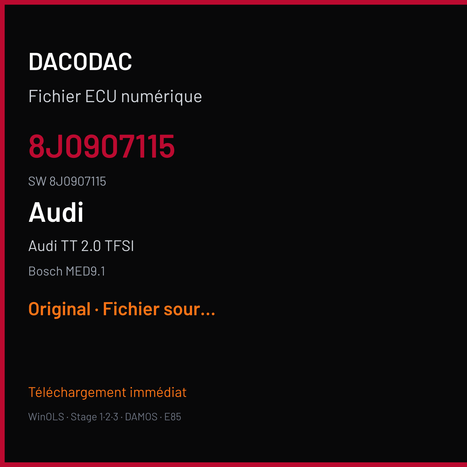 Audi TT 2.0 TFSI (2011) — Bosch MED9.1 — 8J0907115 · 8J0907115 — Original