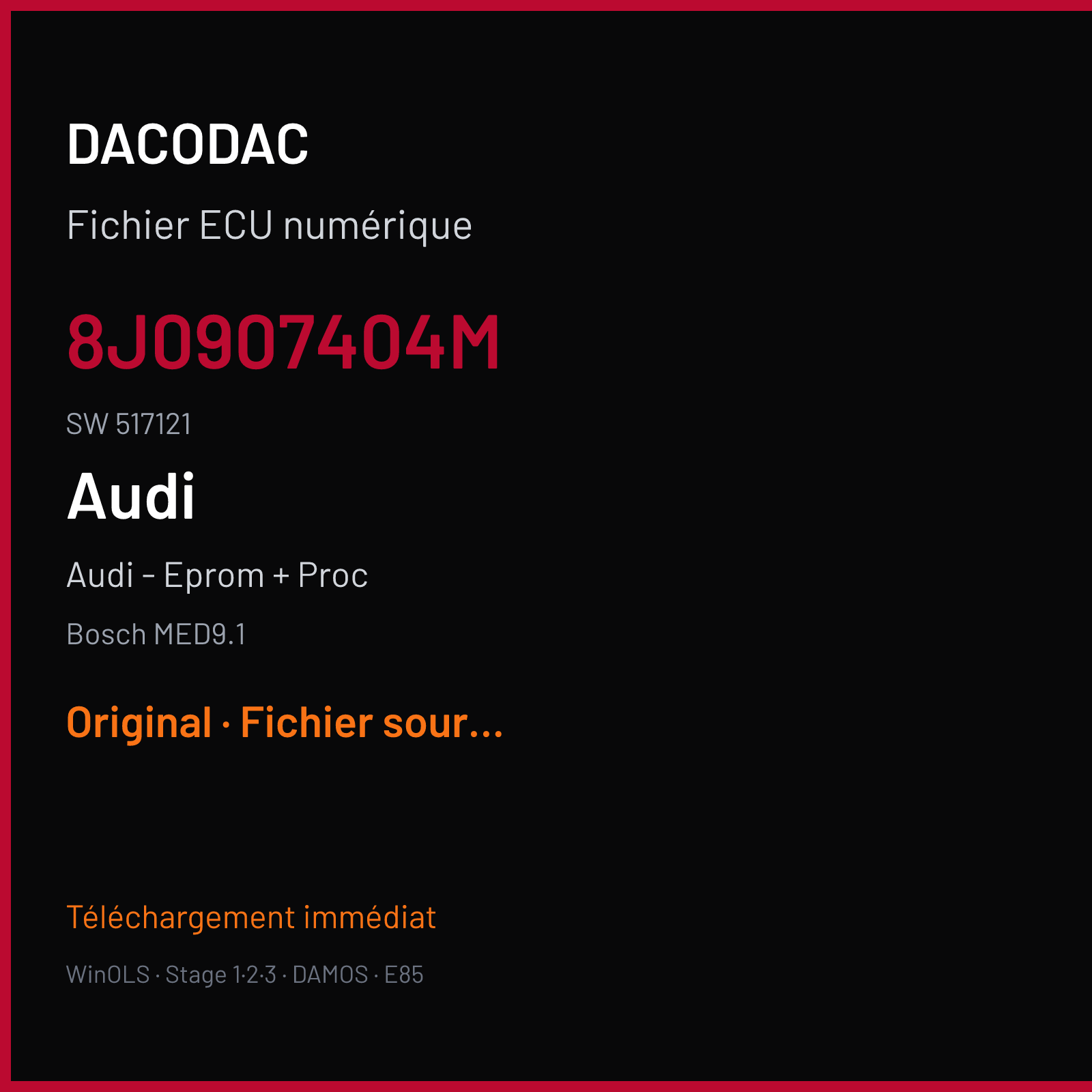 Audi - Eprom + Proc (2011) — Bosch MED9.1 — 8J0907404M · 517121 — Original