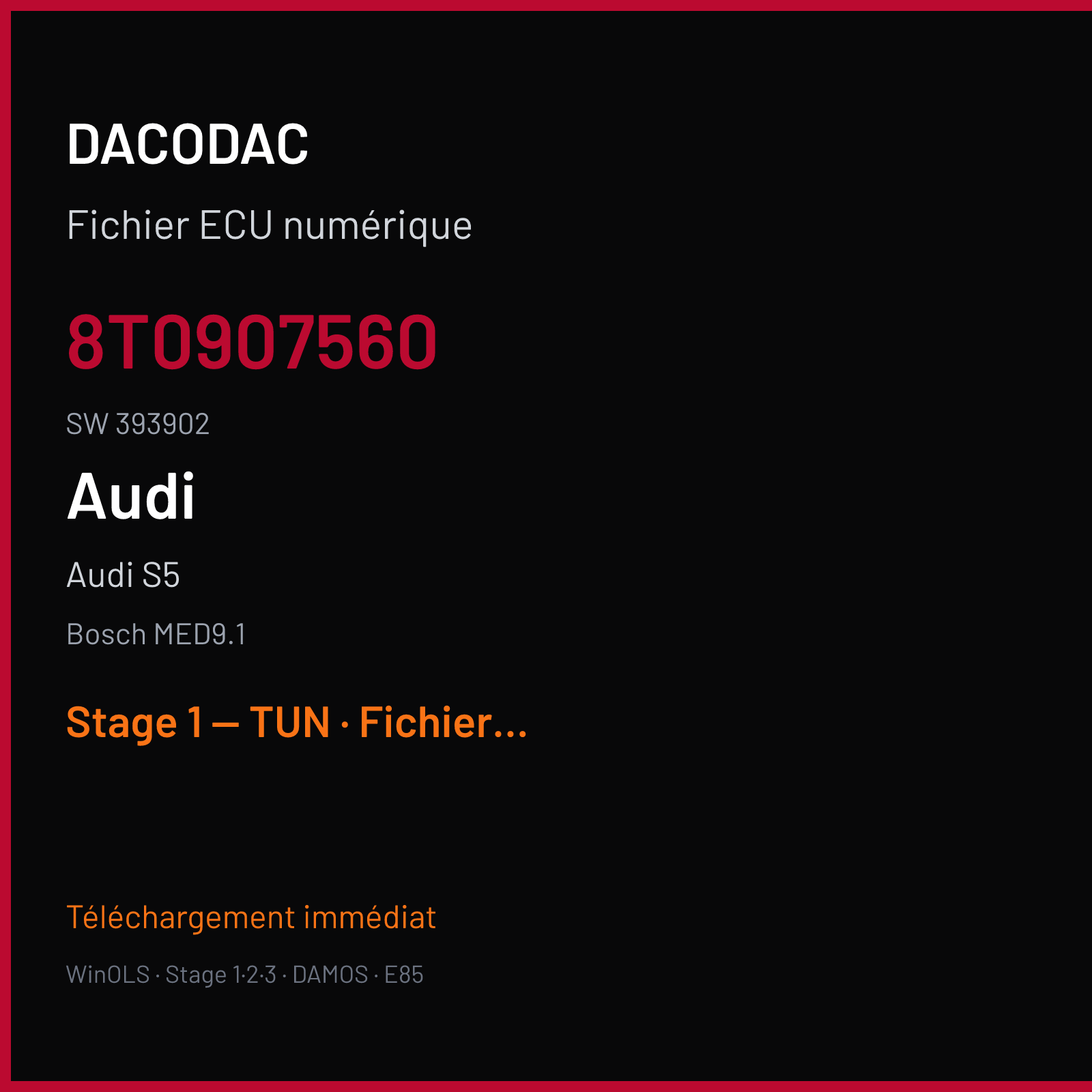 Audi S5 4.2 FSI (2007) — Bosch MED9.1 — 8T0907560 · 393902 — Stage 1 — TUN