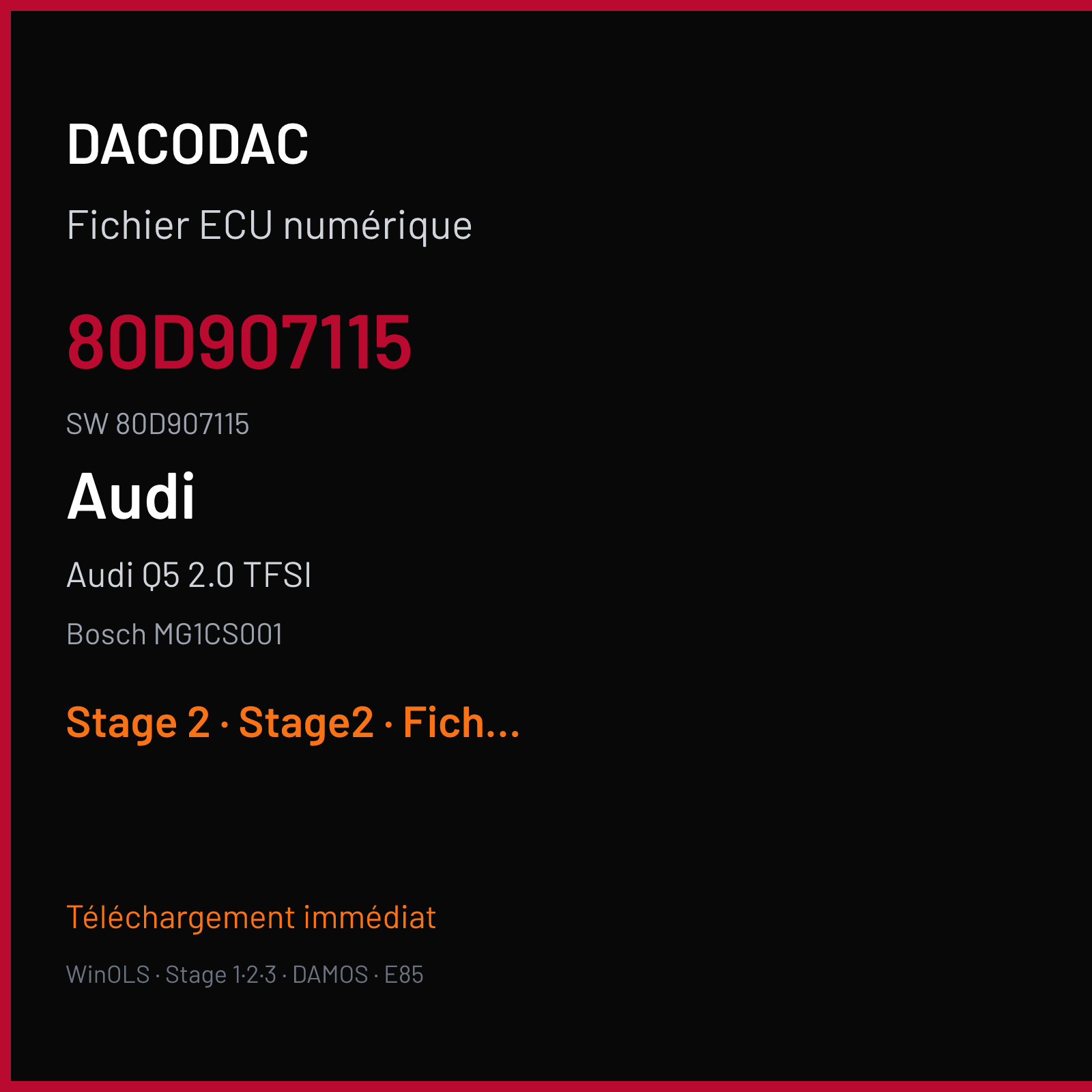 Audi Q5 2.0 TFSI (2018) — Bosch MG1CS001 — 80D907115 · 80D907115 — Stage 2