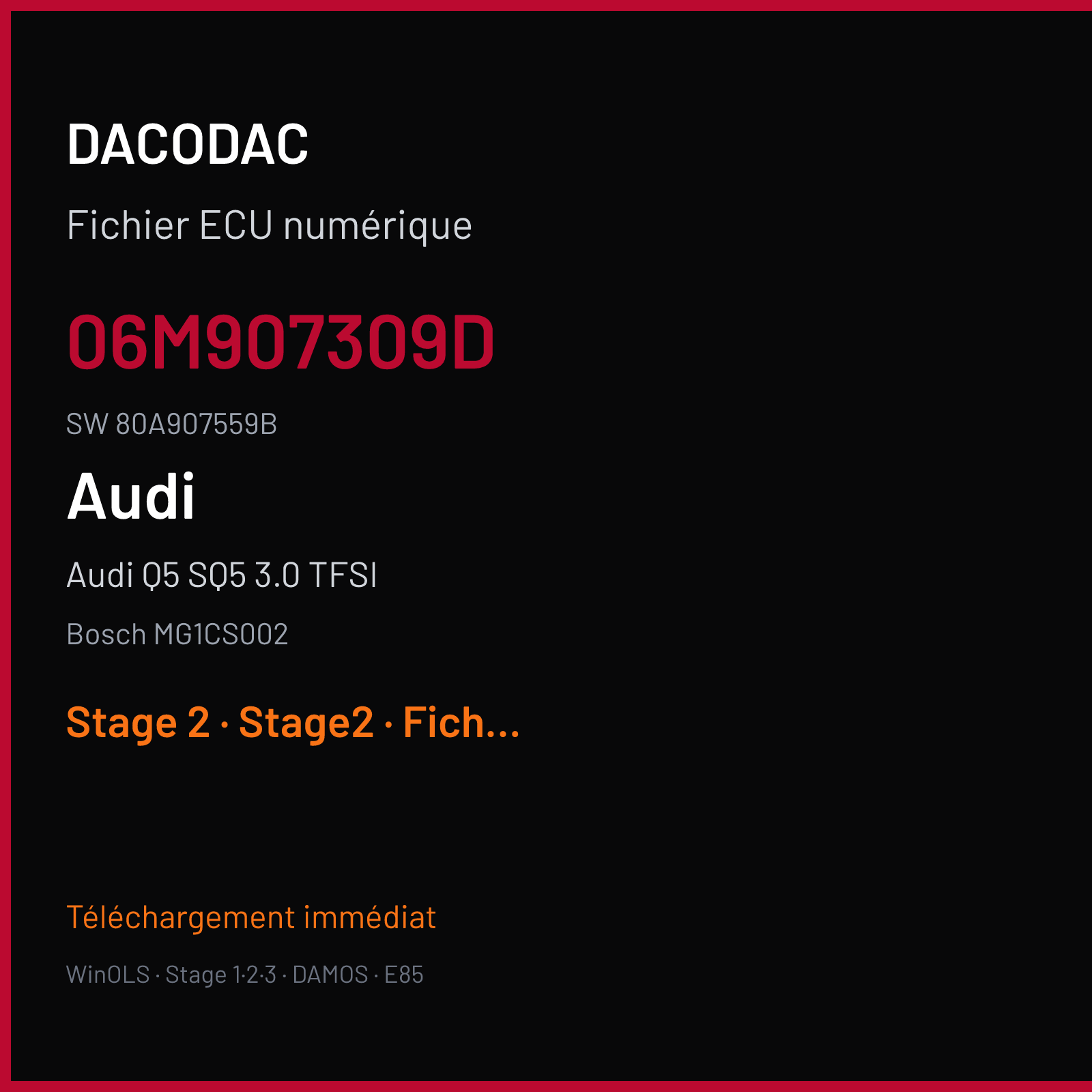 Audi Q5 SQ5 3.0 TFSI 354 ch (2017) — Bosch MG1CS002 — 06M907309D · 80A907559B — Stage 2