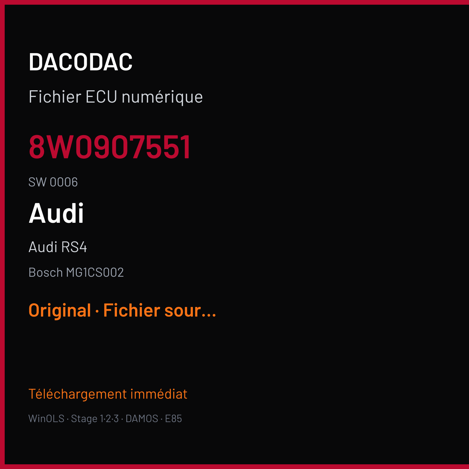 Audi RS4 (2019) — Bosch MG1CS002 — 8W0907551 · 0006 — Original