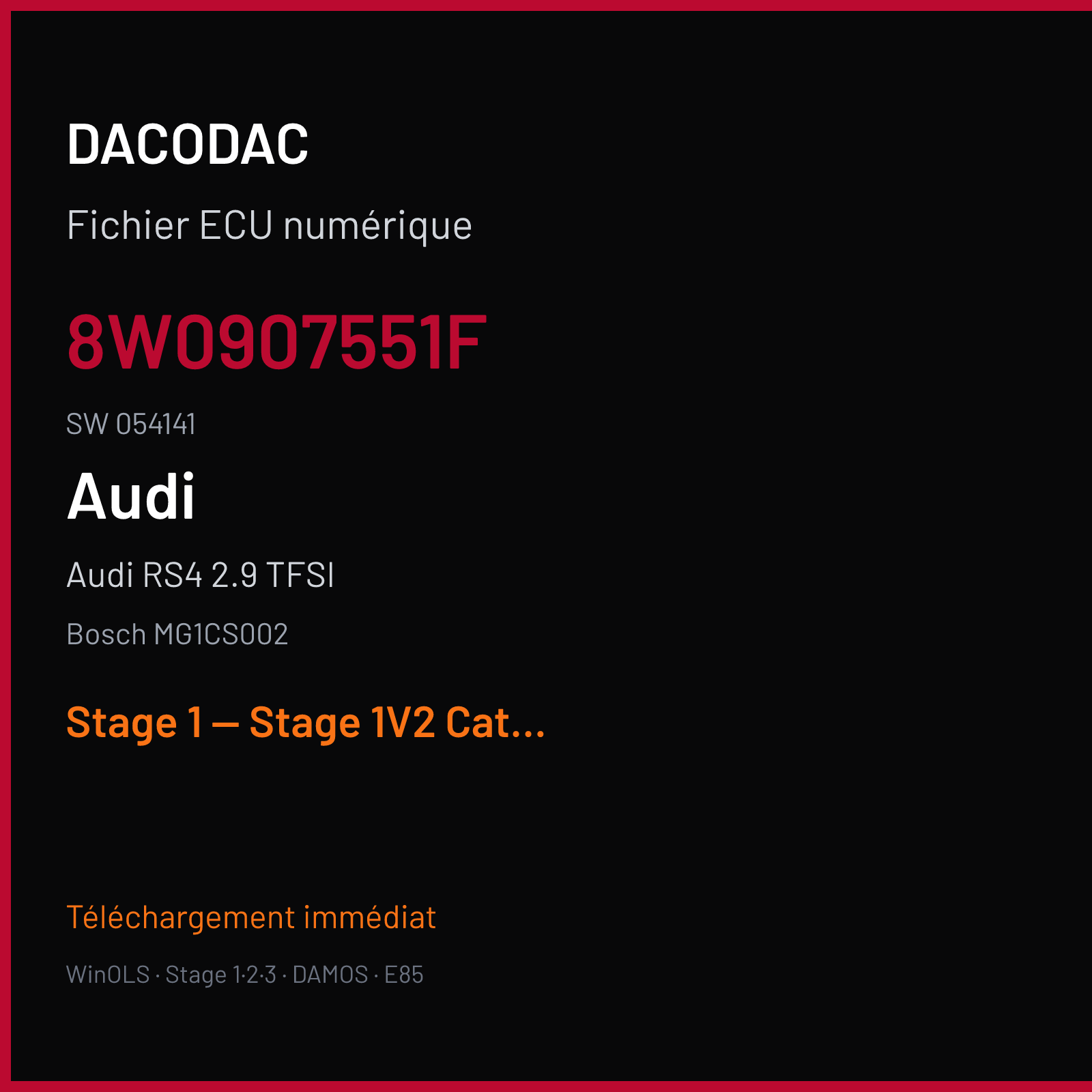 Audi RS4 2.9 TFSI (2019) — Bosch MG1CS002 — 8W0907551F · 054141 — Stage 1 — Stage 1V2 Catalyst OFF VMax OFF Noa