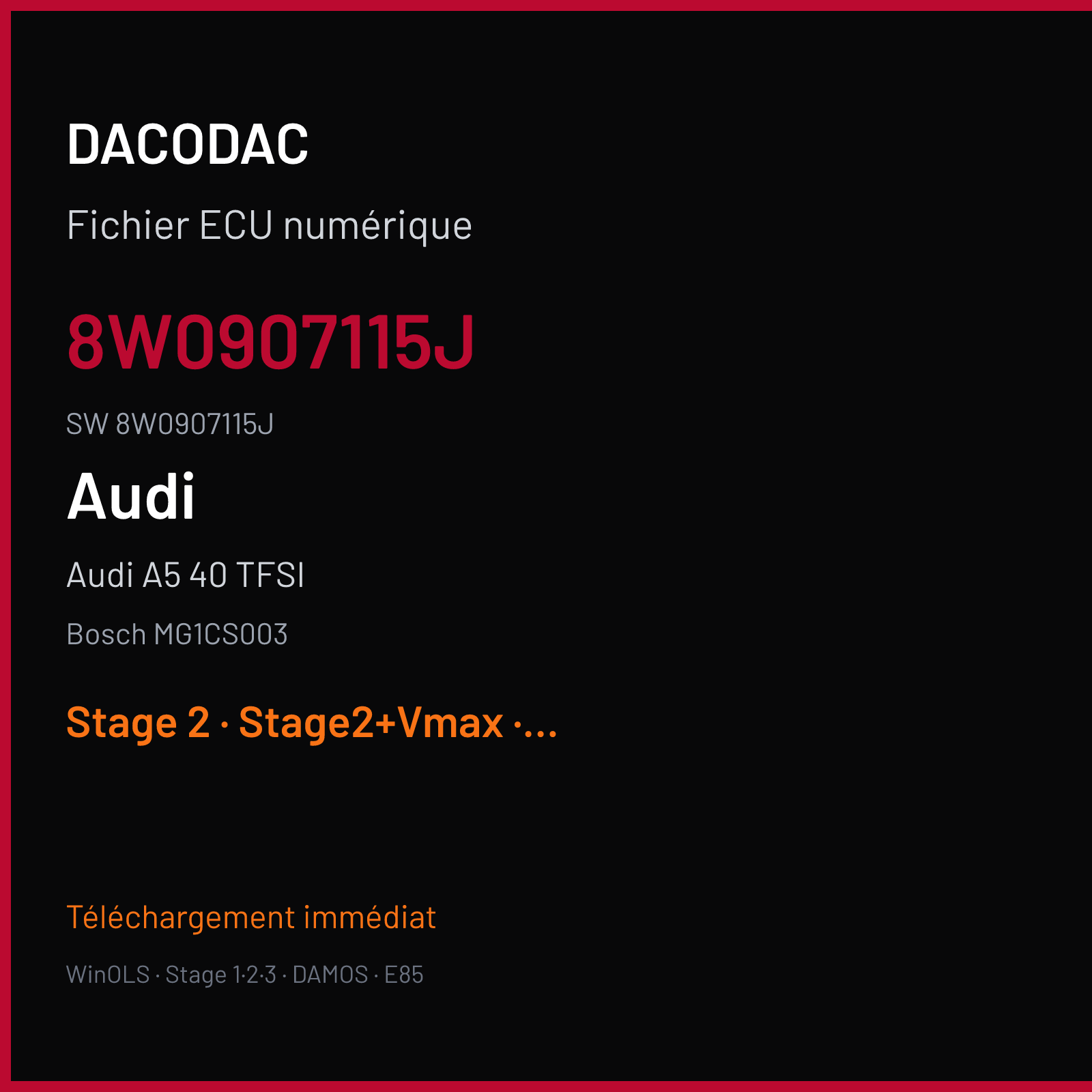 Audi A5 40 TFSI (2017) — Bosch MG1CS003 — 8W0907115J · 8W0907115J — Stage 2