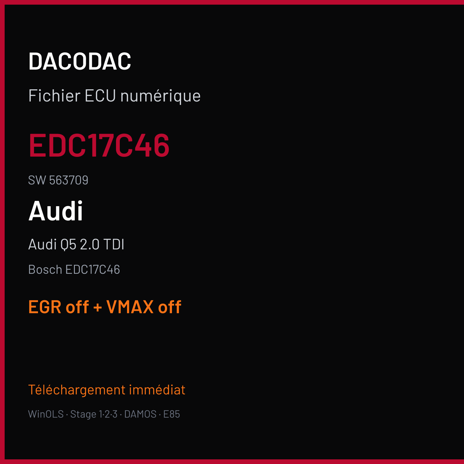 Audi Q5 2.0 TDI (2013) — Bosch EDC17C46 — EDC17C46 · 563709 — EGR off + VMAX off