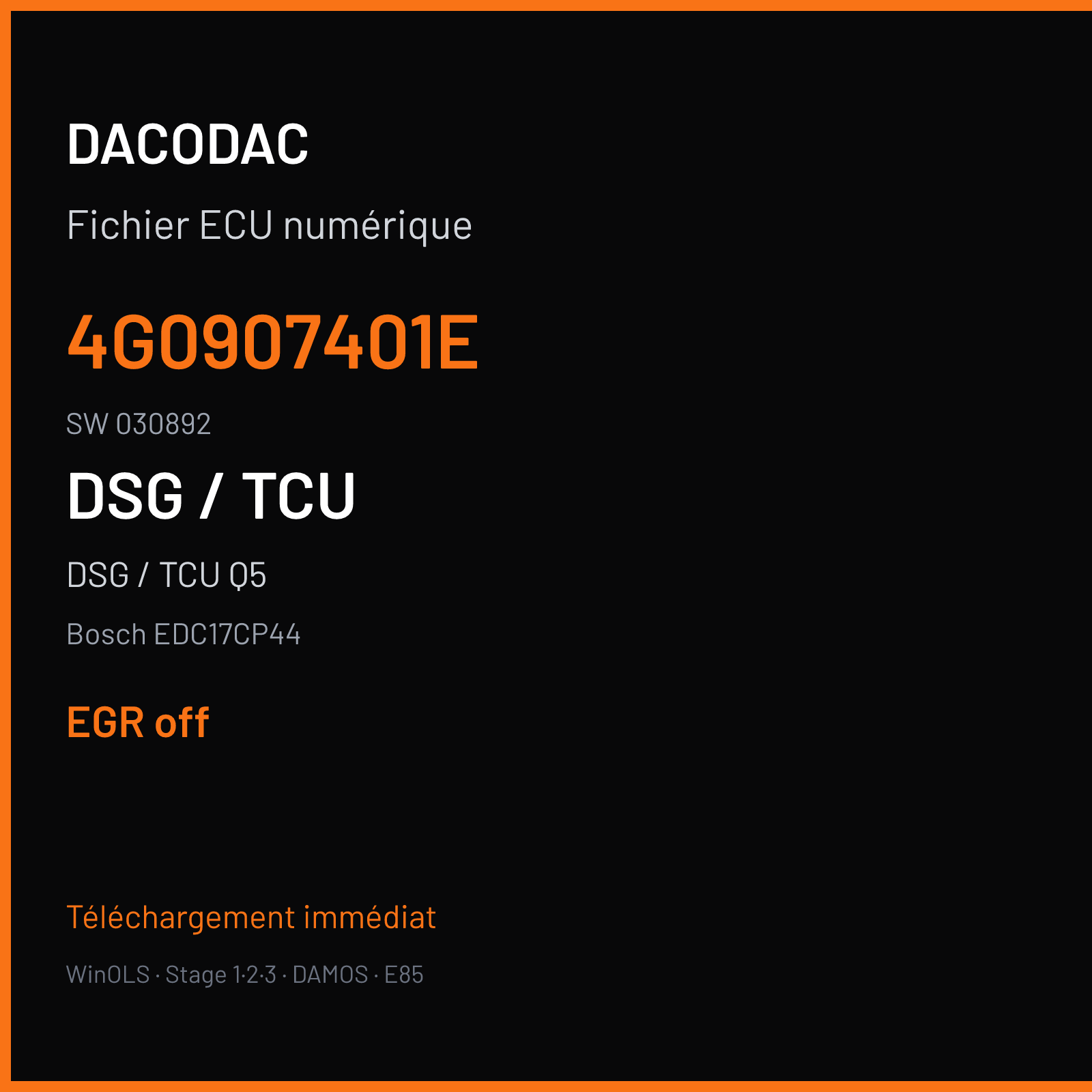 DSG / TCU Q5 3.0 TDI (2016) — Bosch EDC17CP44 — 4G0907401E · 030892 — EGR off