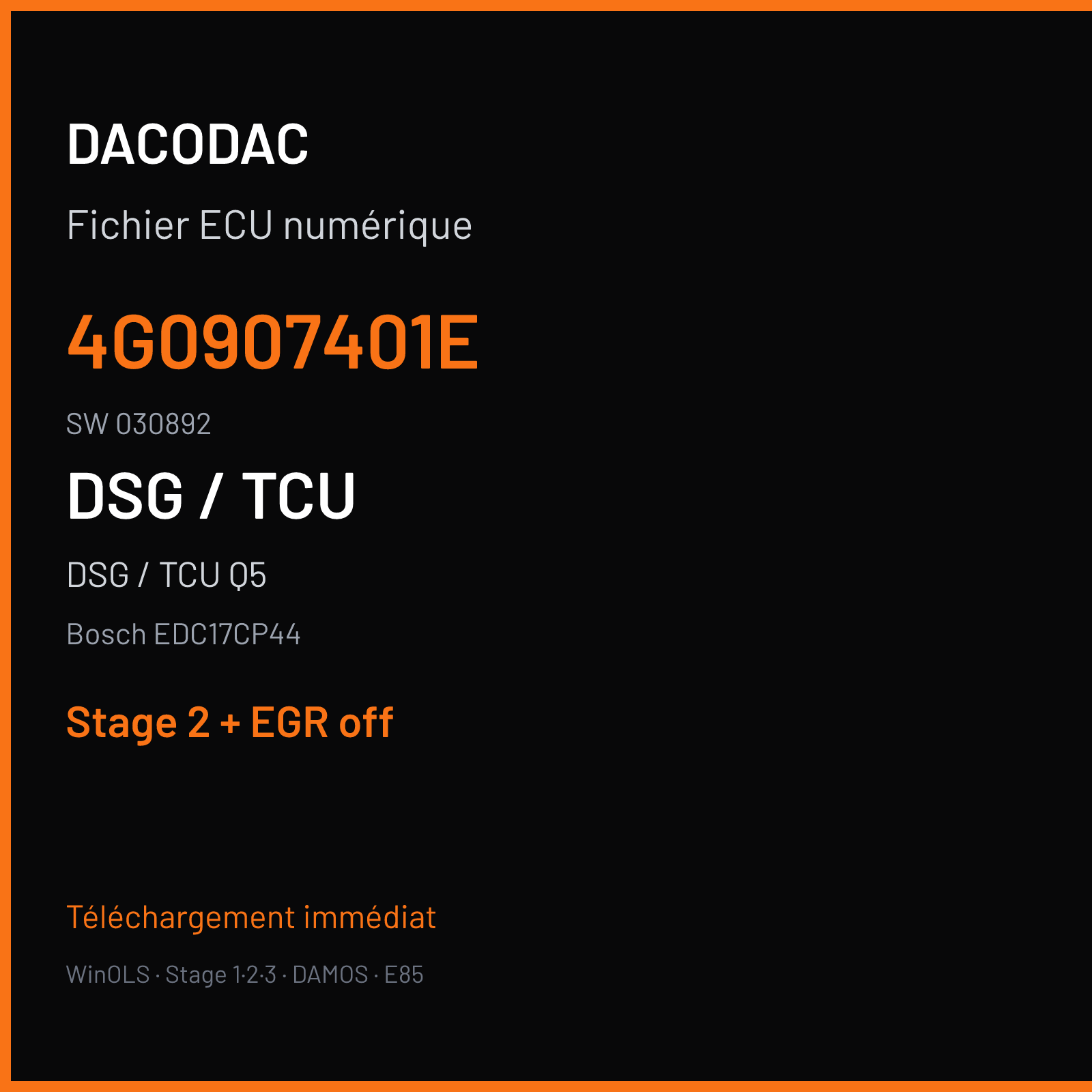 DSG / TCU Q5 3.0 TDI (2016) — Bosch EDC17CP44 — 4G0907401E · 030892 — Stage 2 + EGR off