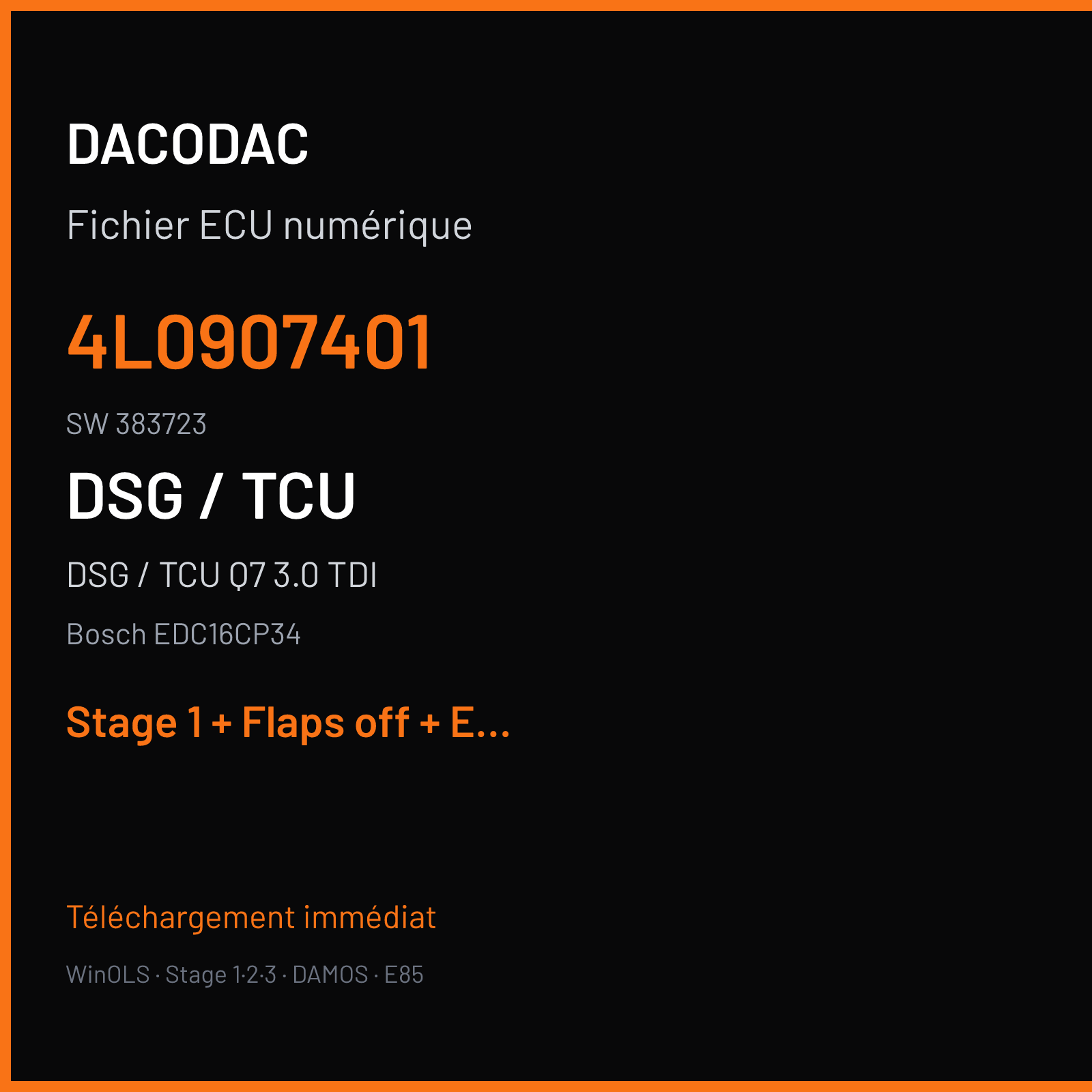 DSG / TCU Q7 3.0 TDI (2007) — Bosch EDC16CP34 — 4L0907401 · 383723 — Stage 1 + Flaps off + EGR off + VMAX off