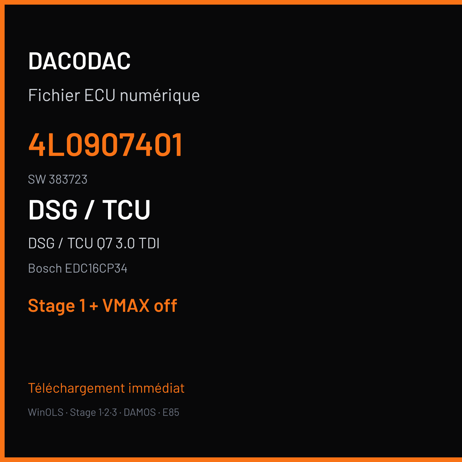 DSG / TCU Q7 3.0 TDI (2007) — Bosch EDC16CP34 — 4L0907401 · 383723 — Stage 1 + VMAX off