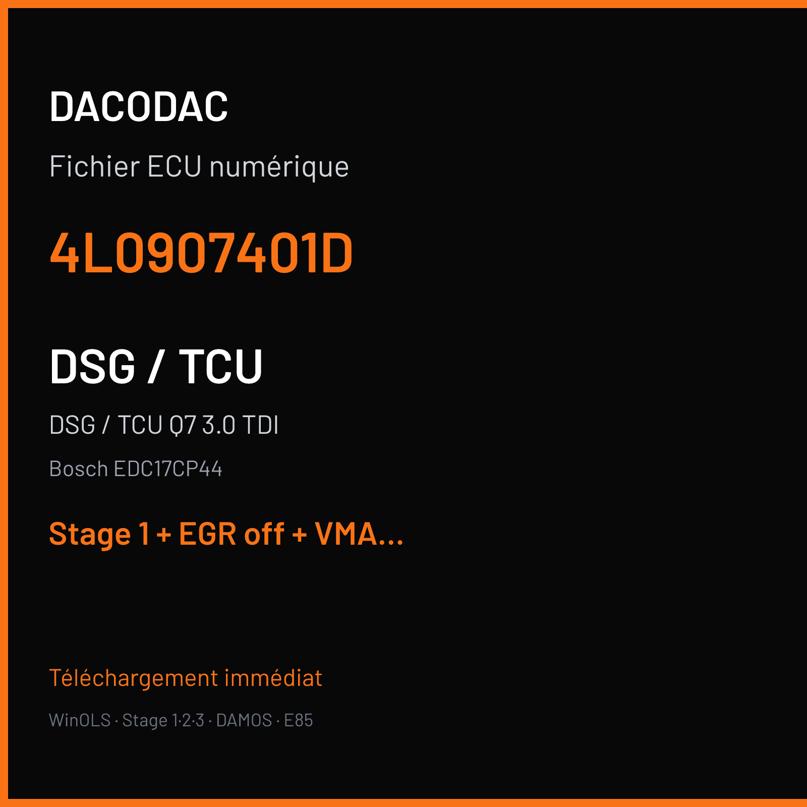 DSG / TCU Q7 3.0 TDI (2011) — Bosch EDC17CP44 — 4L0907401D — Stage 1 + EGR off + VMAX off