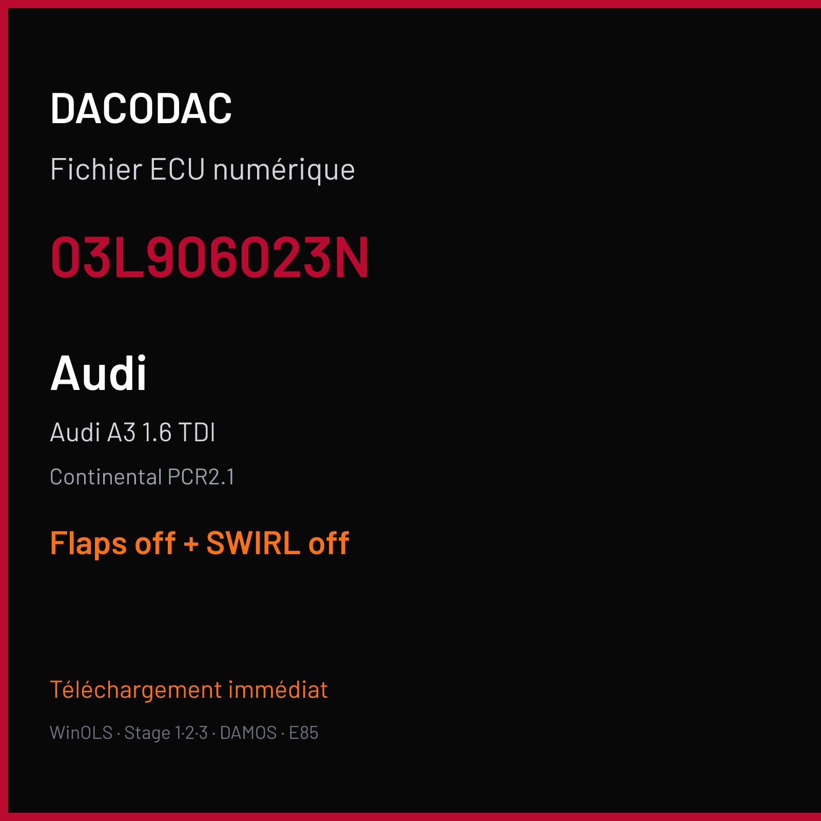 Audi A3 1.6 TDI (2008) — Continental PCR2.1 — 03L906023N — Flaps off + SWIRL off