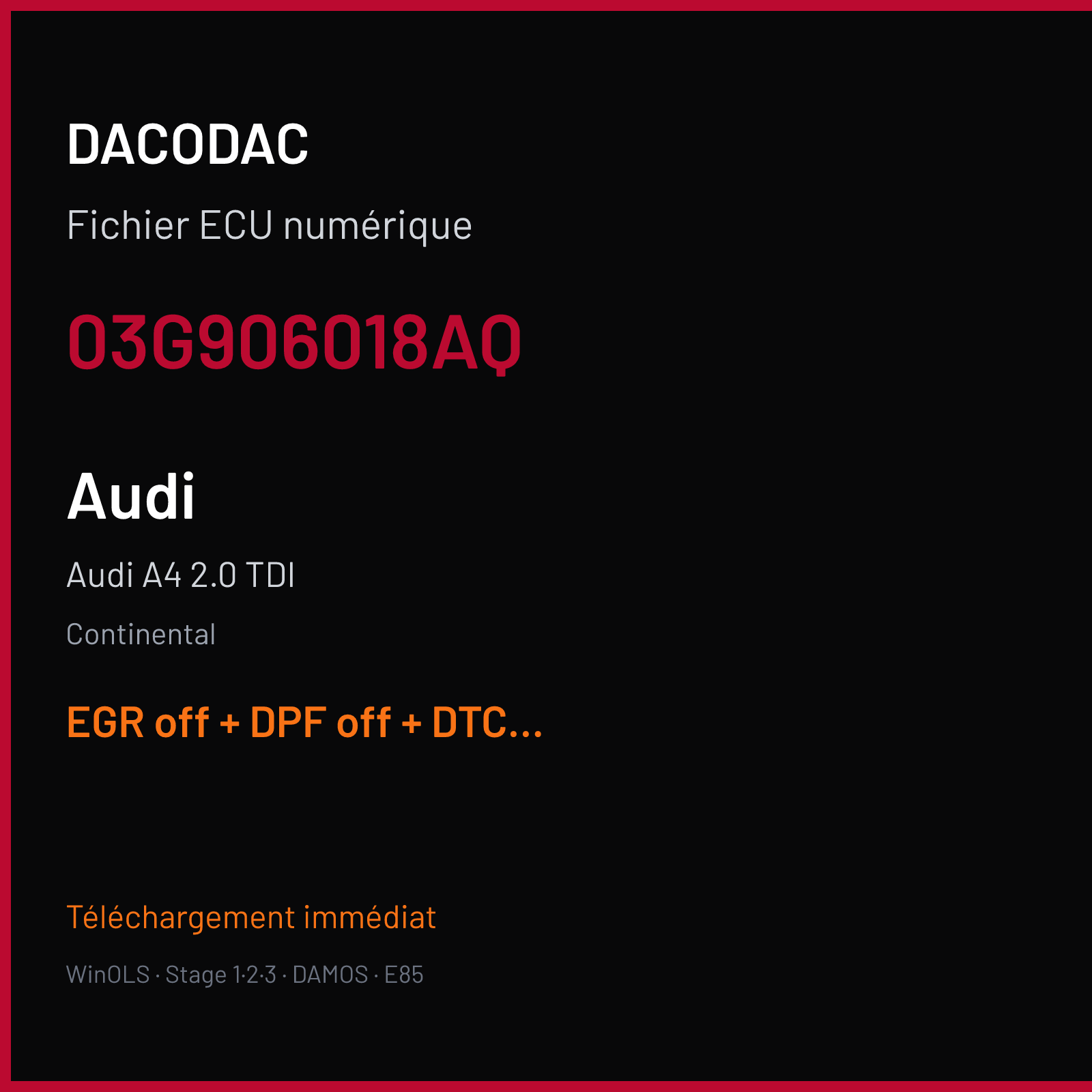 Audi A4 2.0 TDI (2008) — Continental — 03G906018AQ — EGR off + DPF off + DTC off