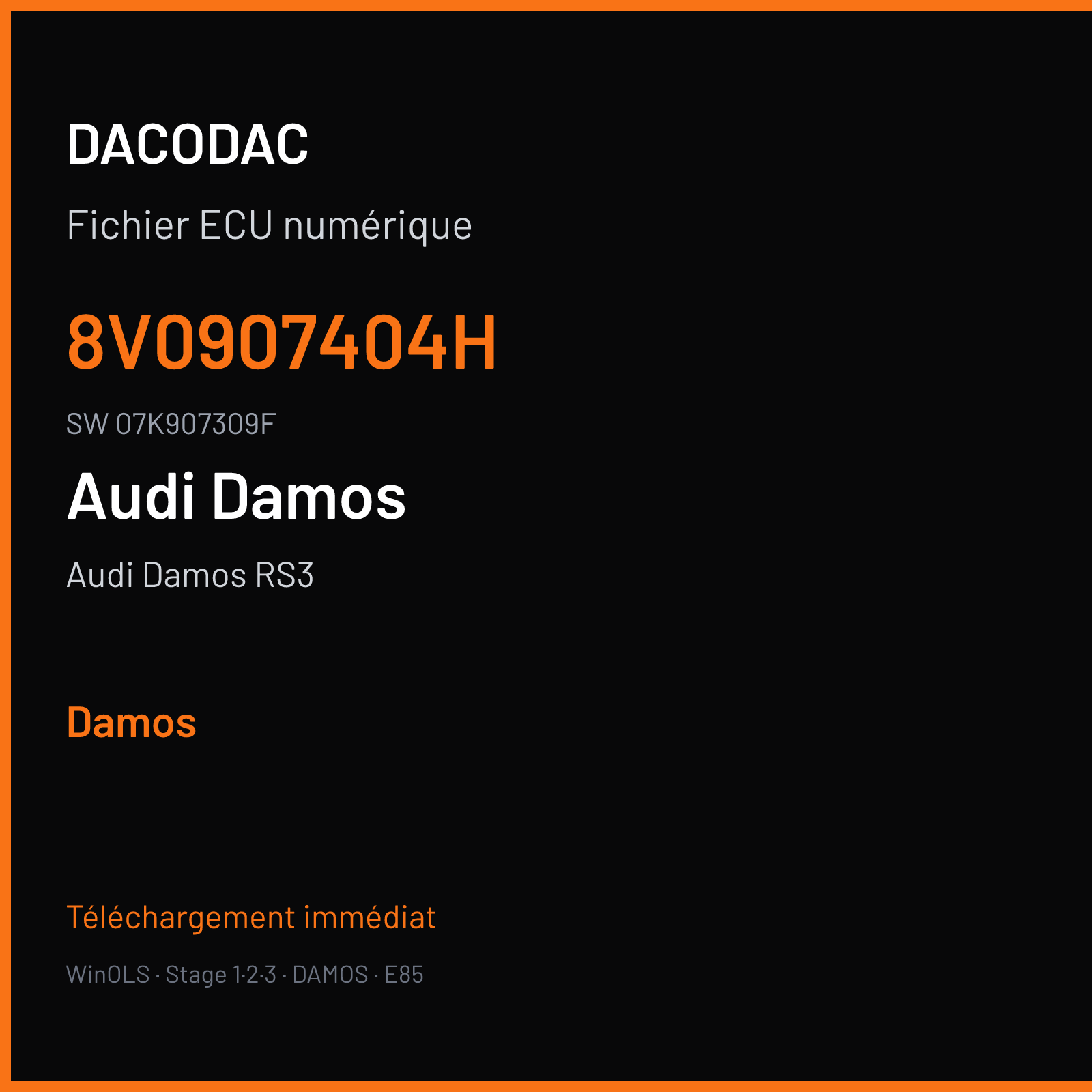 Audi Damos RS3 — 8V0907404H · 07K907309F — Damos