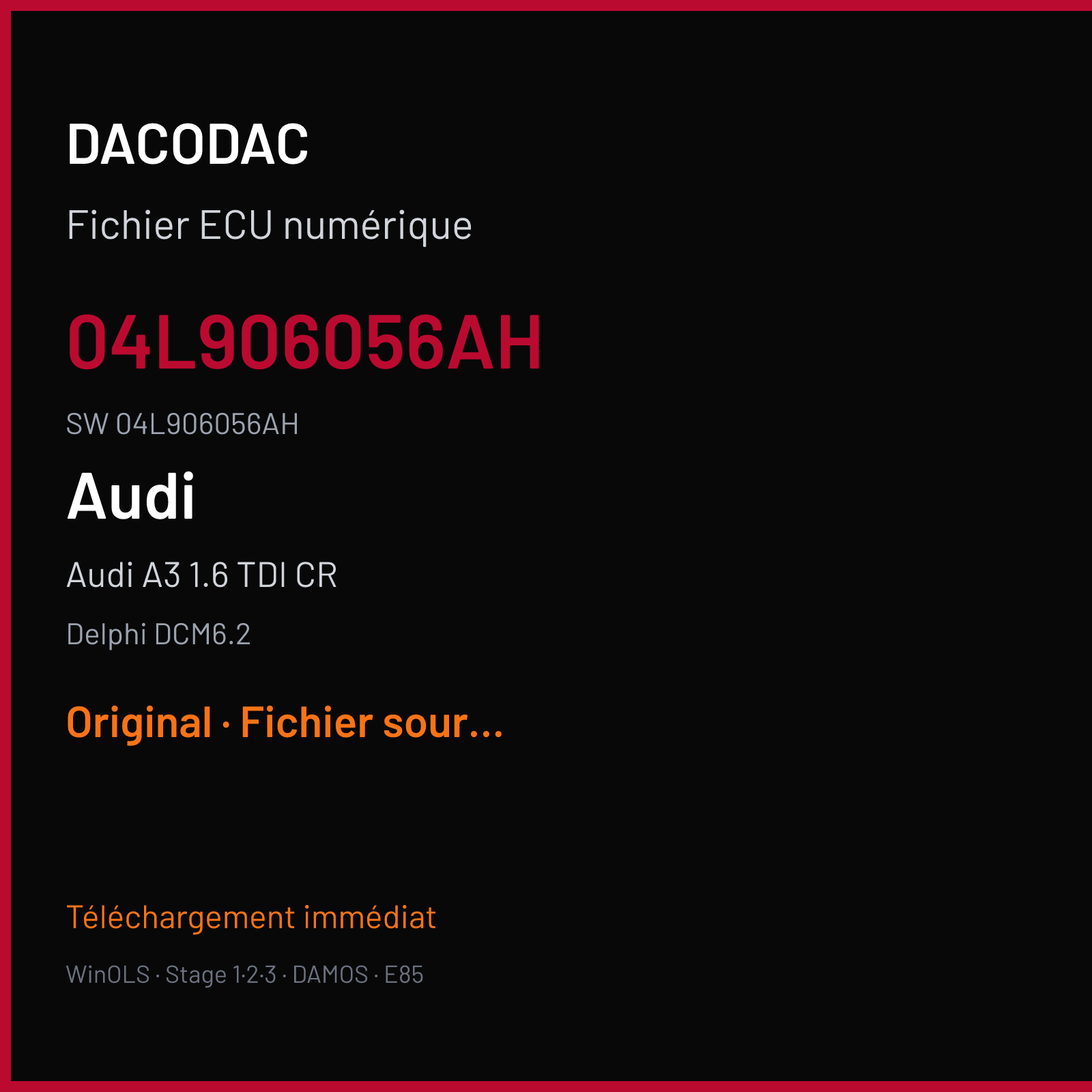 Audi A3 1.6 TDI CR (2015) — Delphi DCM6.2 — 04L906056AH · 04L906056AH — Original