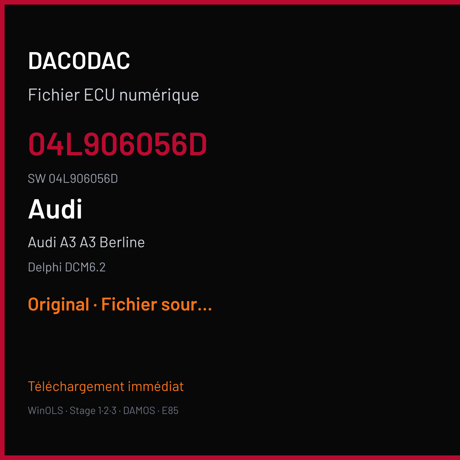 Audi A3 A3 Berline (2016) — Delphi DCM6.2 — 04L906056D · 04L906056D — Original