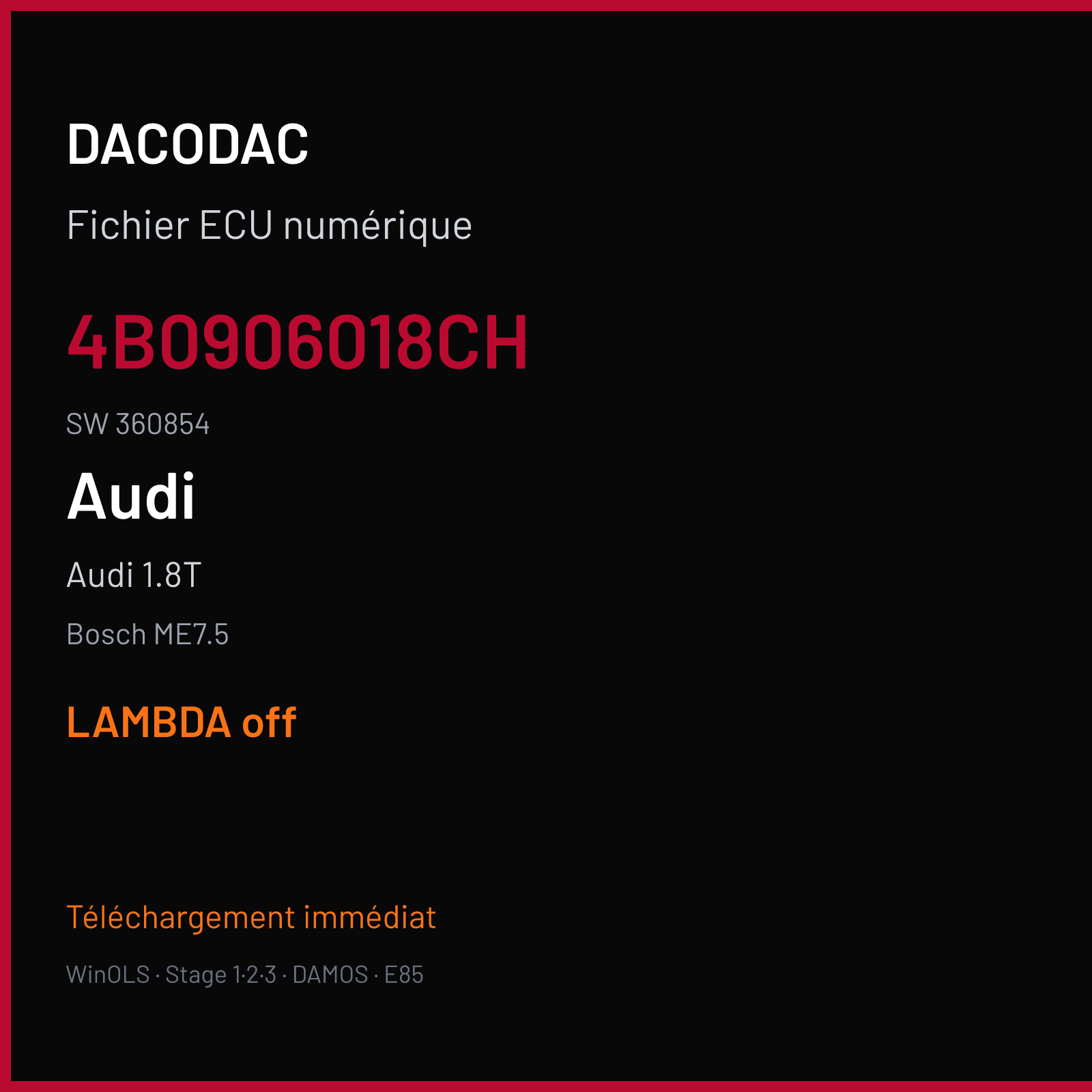 Audi 1.8T — Bosch ME7.5 — 4B0906018CH · 360854 — LAMBDA off