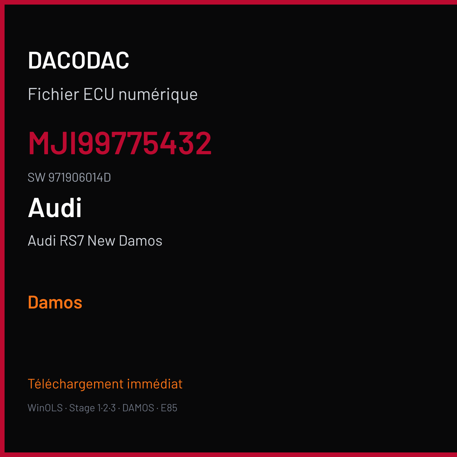 Audi RS7 New Damos — MJI99775432 · 971906014D — Damos
