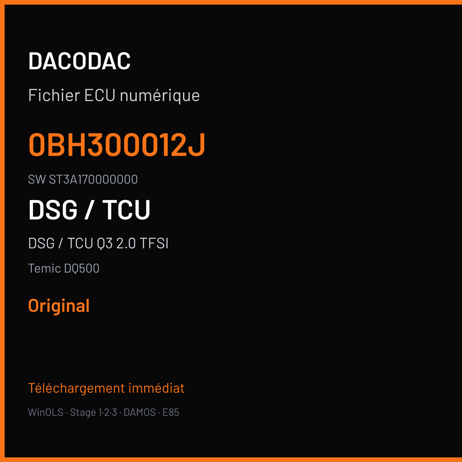 DSG / TCU Q3 2.0 TFSI (2015) — Temic DQ500 — 0BH300012J · ST3A170000000 — Original