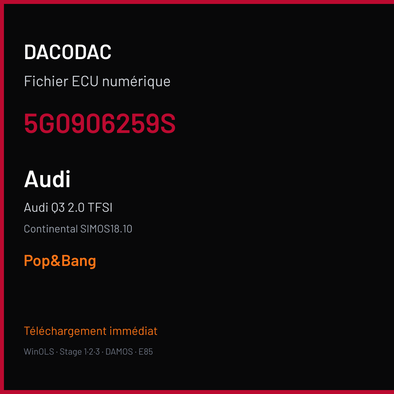 Audi Q3 2.0 TFSI (2019) — Continental SIMOS18.10 — 5G0906259S — Pop&Bang