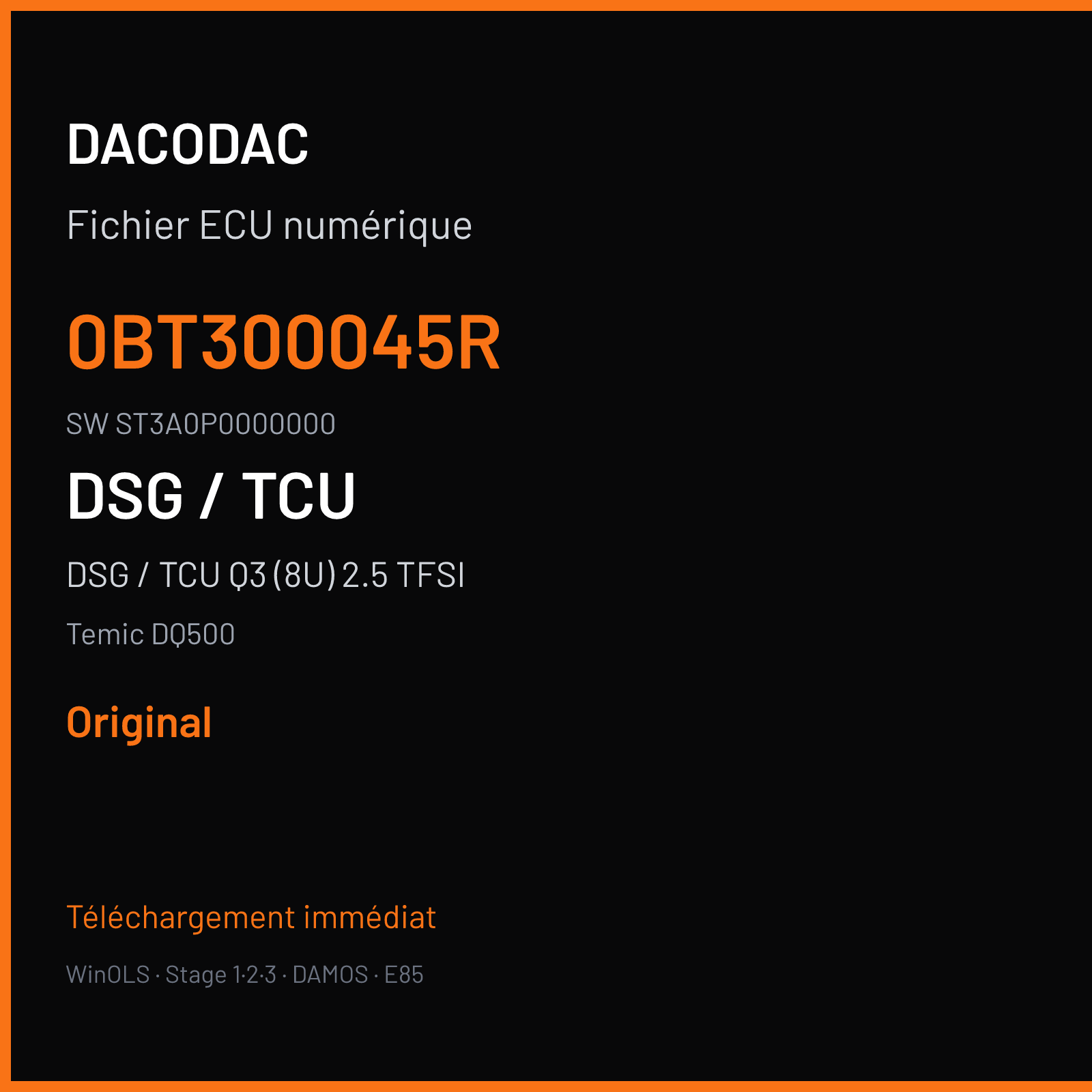 DSG / TCU Q3 (8U) 2.5 TFSI (2013) — Temic DQ500 — 0BT300045R · ST3A0P0000000 — Original