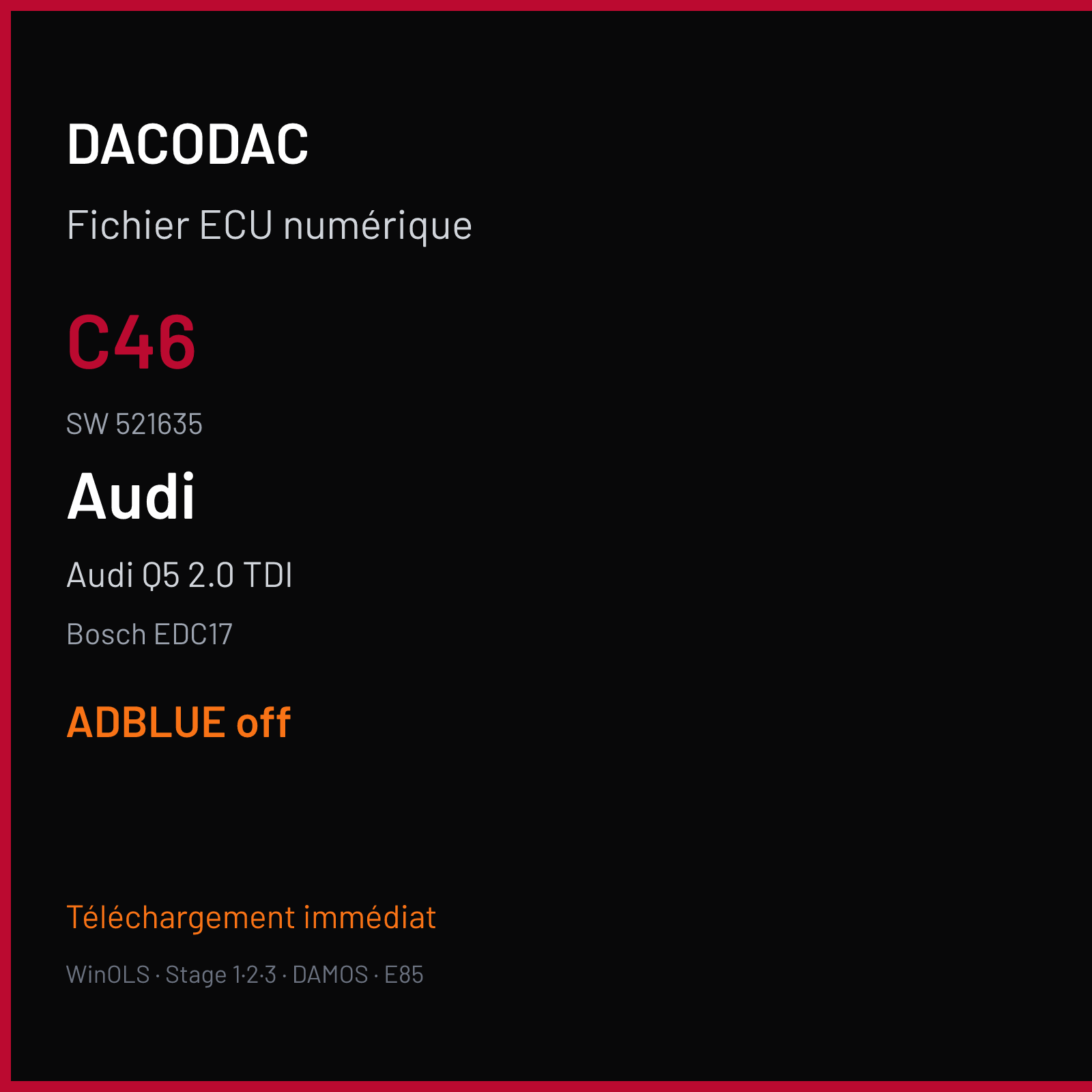 Audi Q5 2.0 TDI (2011) — Bosch EDC17 — C46 · 521635 — ADBLUE off