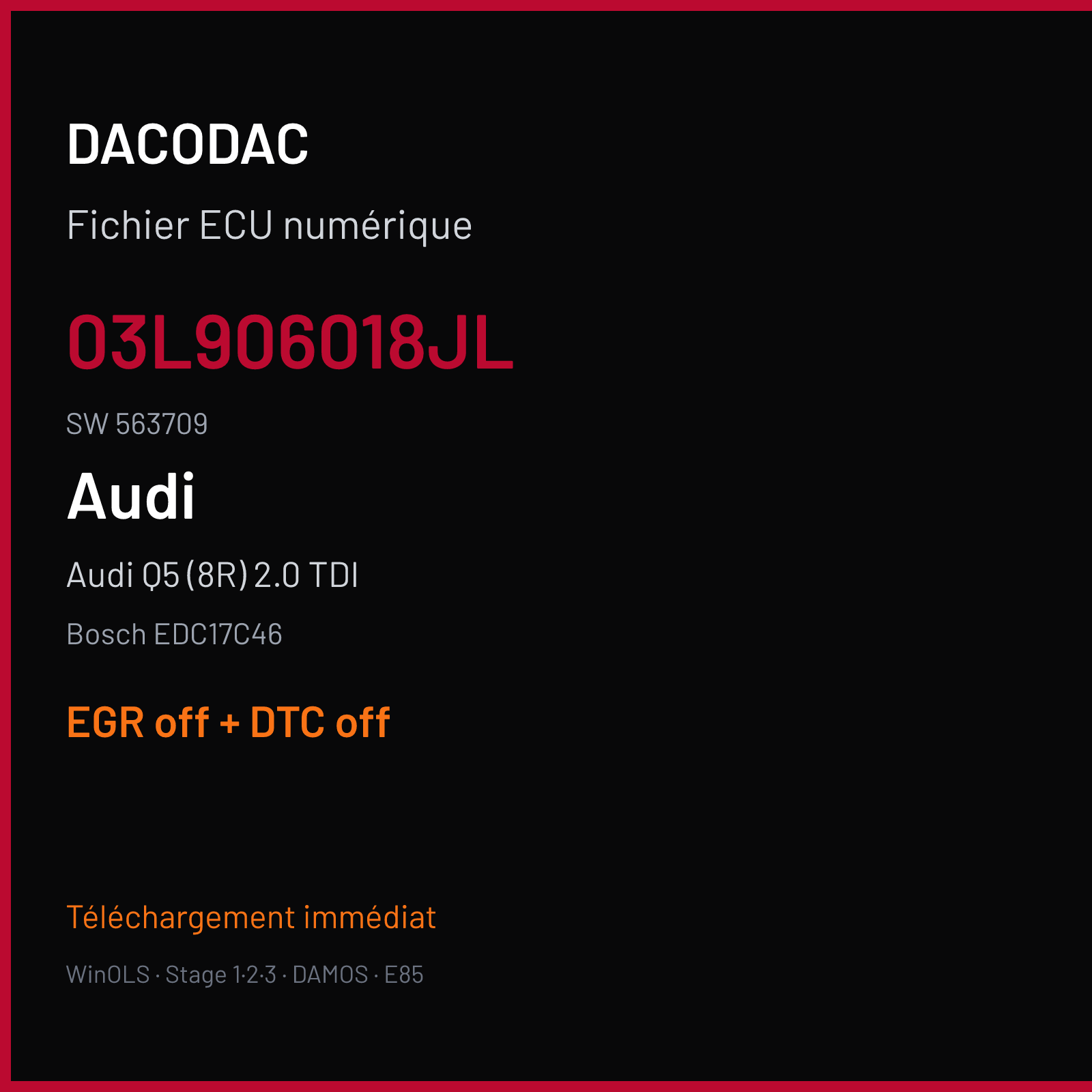 Audi Q5 (8R) 2.0 TDI (2012) — Bosch EDC17C46 — 03L906018JL · 563709 — EGR off + DTC off