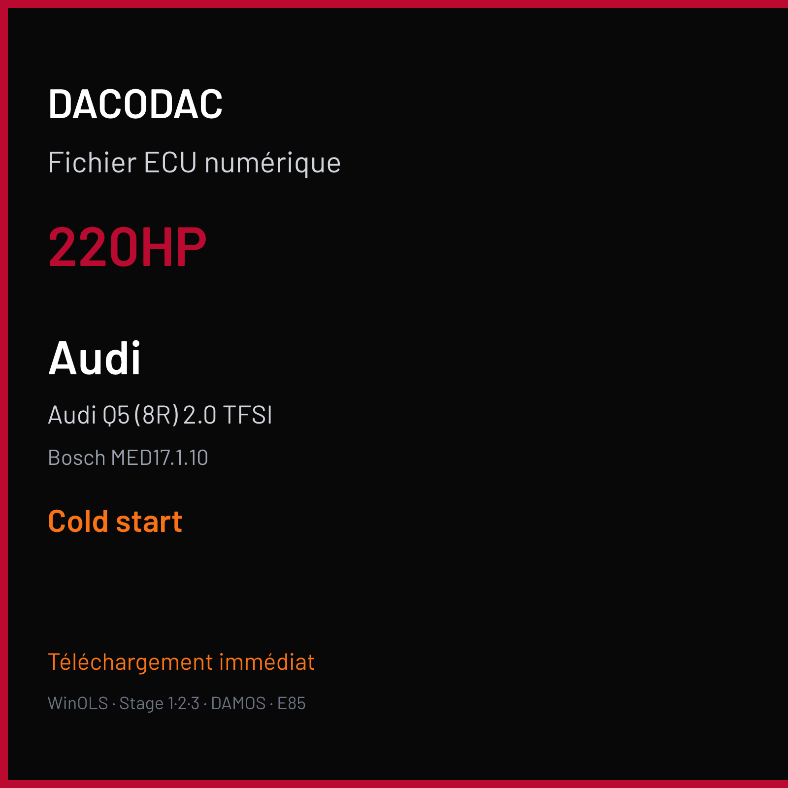 Audi Q5 (8R) 2.0 TFSI — Bosch MED17.1.10 — 220HP — Cold start