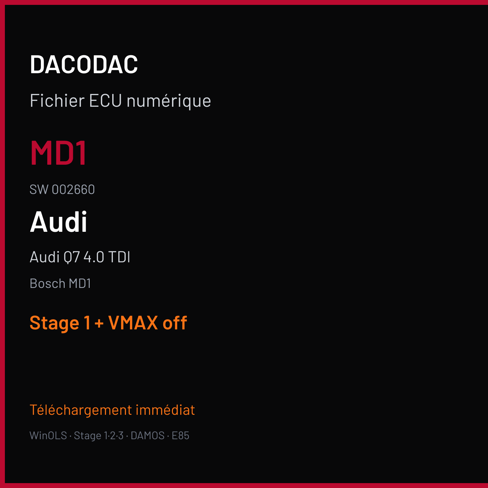 Audi Q7 4.0 TDI — Bosch MD1 — MD1 · 002660 — Stage 1 + VMAX off