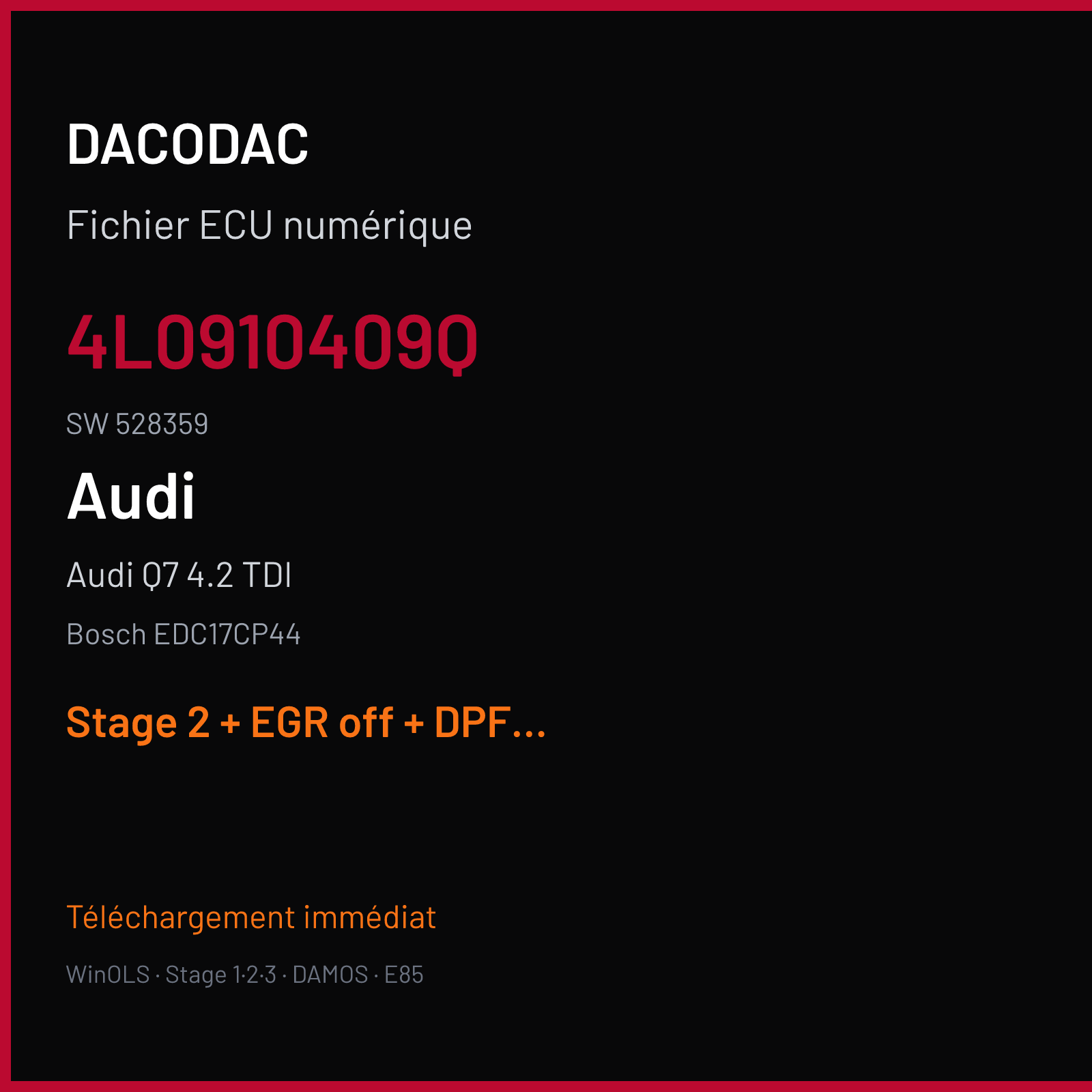 Audi Q7 4.2 TDI — Bosch EDC17CP44 — 4L0910409Q · 528359 — Stage 2 + EGR off + DPF off + VMAX off