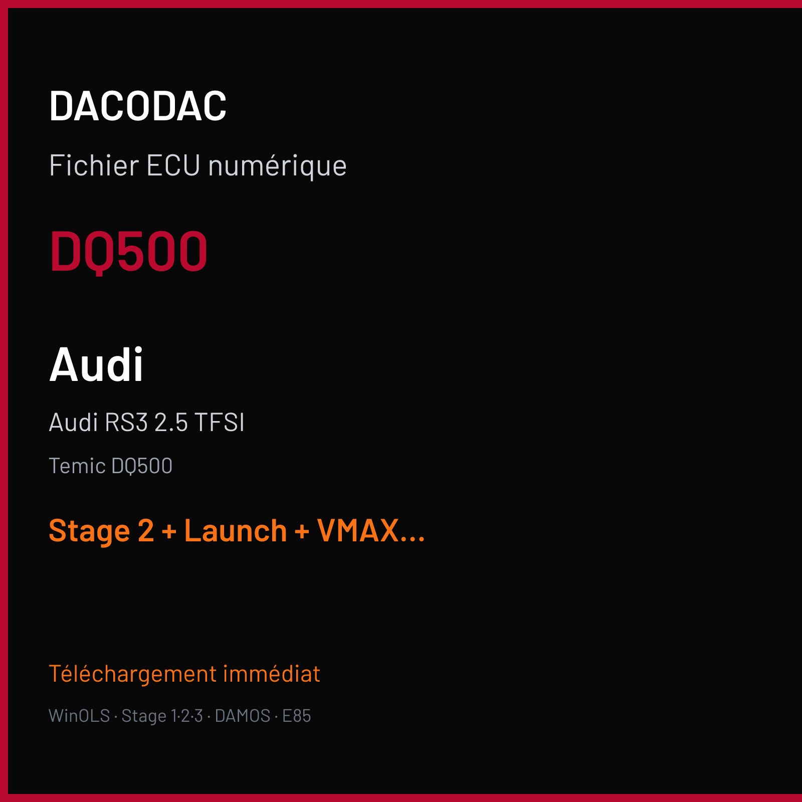 Audi RS3 2.5 TFSI — Temic DQ500 — DQ500 — Stage 2 + Launch + VMAX off