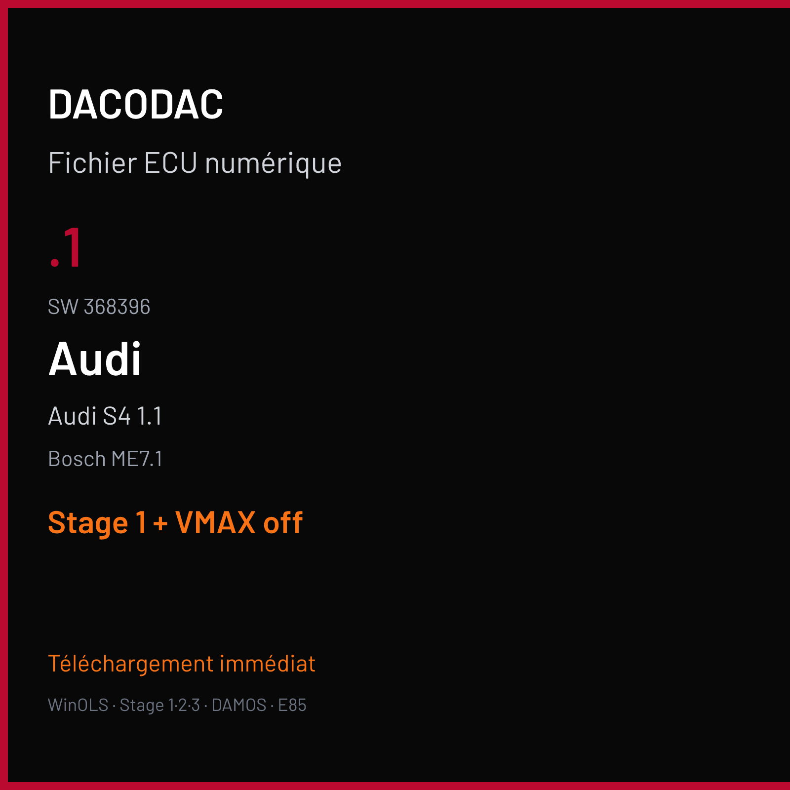 Audi S4 1.1 (2004) — Bosch ME7.1 — .1 · 368396 — Stage 1 + VMAX off