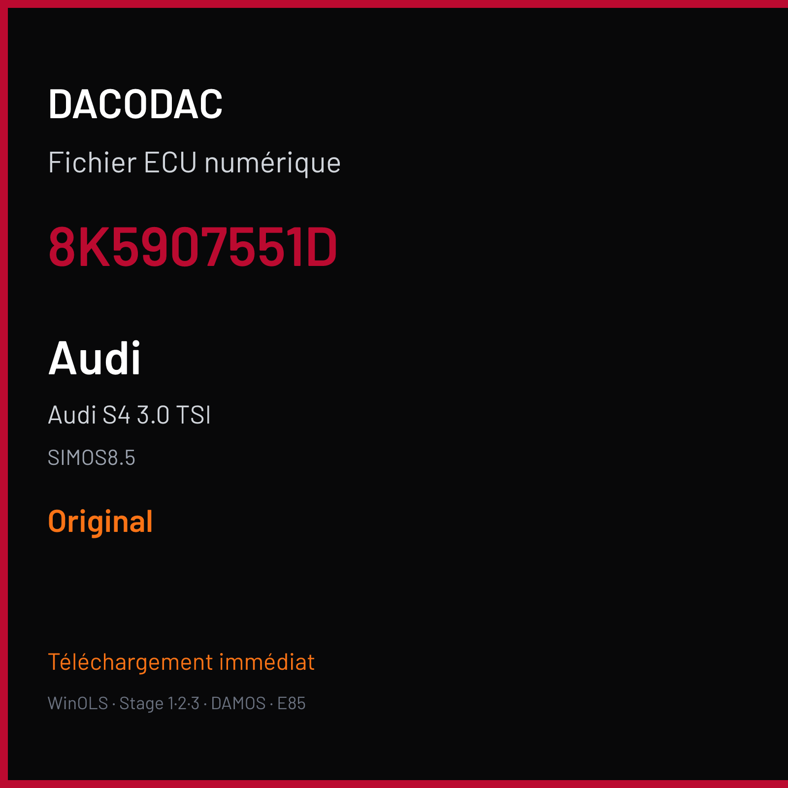 Audi S4 3.0 TSI (2014) — SIMOS8.5 — 8K5907551D — Original