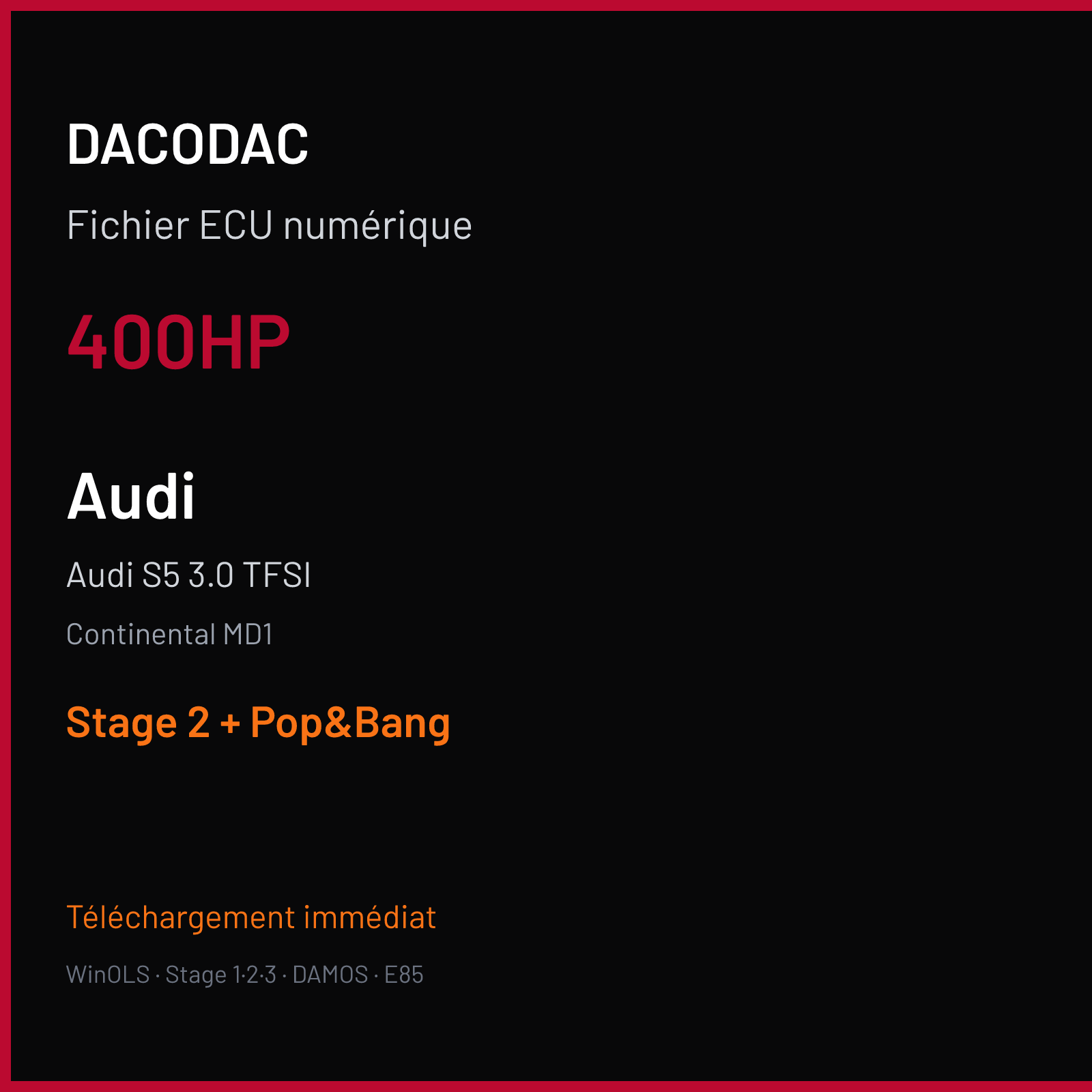 Audi S5 3.0 TFSI (2014) — Continental MD1 — 400HP — Stage 2 + Pop&Bang