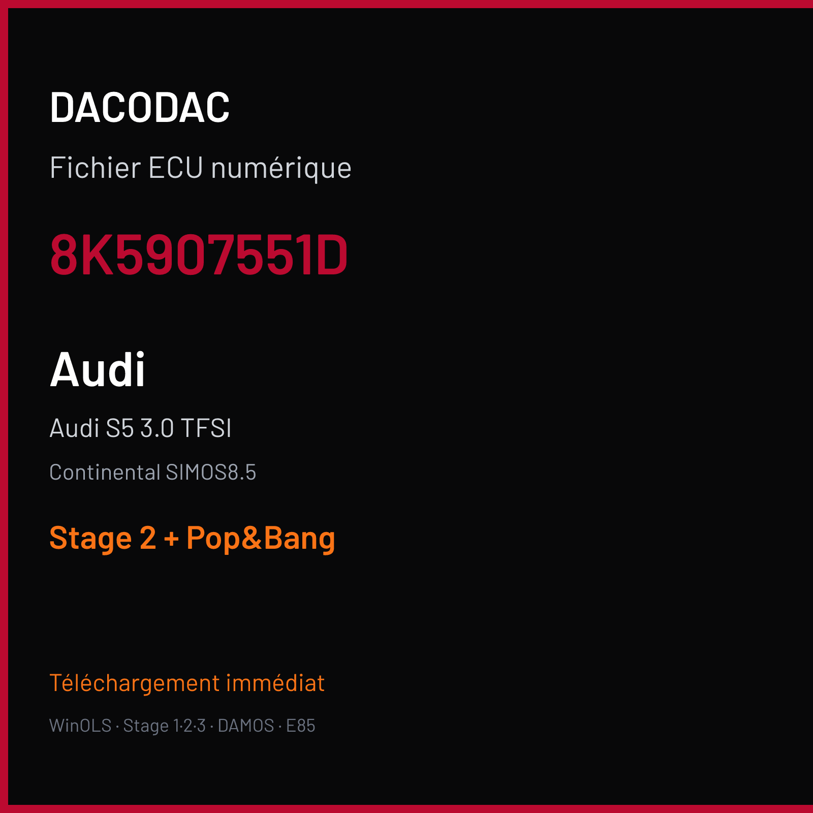 Audi S5 3.0 TFSI (2013) — Continental SIMOS8.5 — 8K5907551D — Stage 2 + Pop&Bang